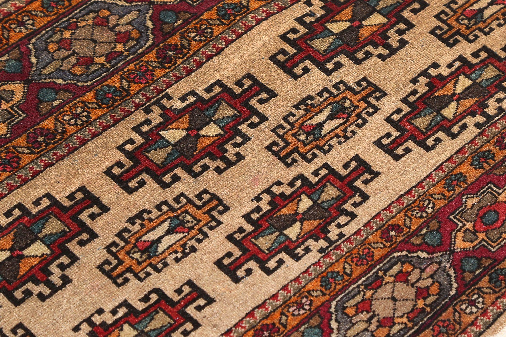 Persischer Semnan-Läufer aus Wolle - Elfenbeinrot, Design - 97056 (20. Jahrhundert) im Angebot