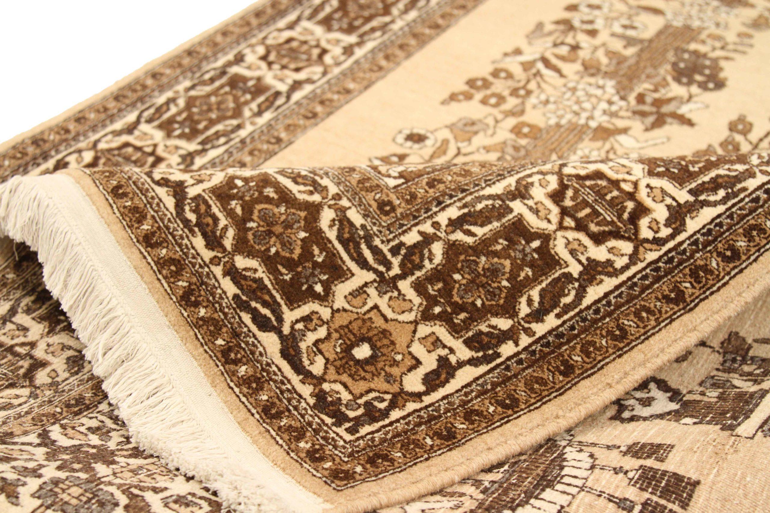 Persischer Semnan Kleiner Teppich CIRCA 1910 - Wolle Braun Elfenbein Design - 75406 (Asiatisch) im Angebot