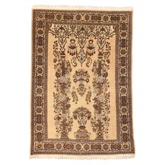 Persischer Semnan Kleiner Teppich CIRCA 1910 - Wolle Braun Elfenbein Design - 75406