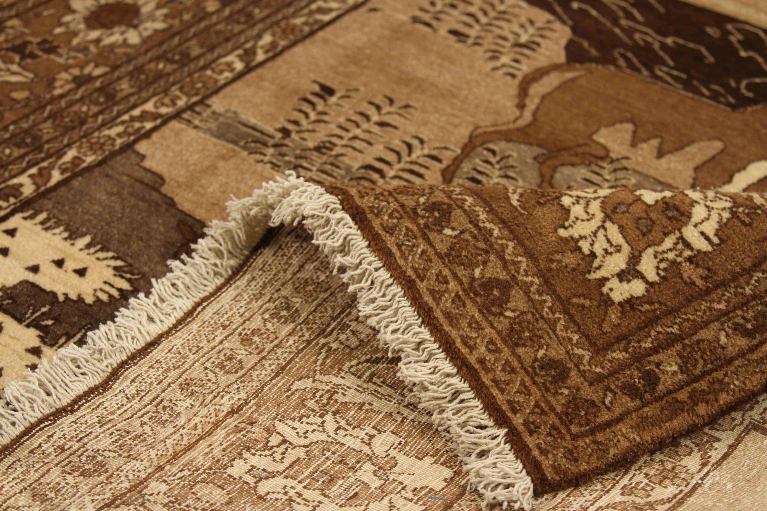 Persischer Semnan Kleiner Teppich CIRCA 1910 - Wolle Braun Elfenbein Design - 75407 (Asiatisch) im Angebot