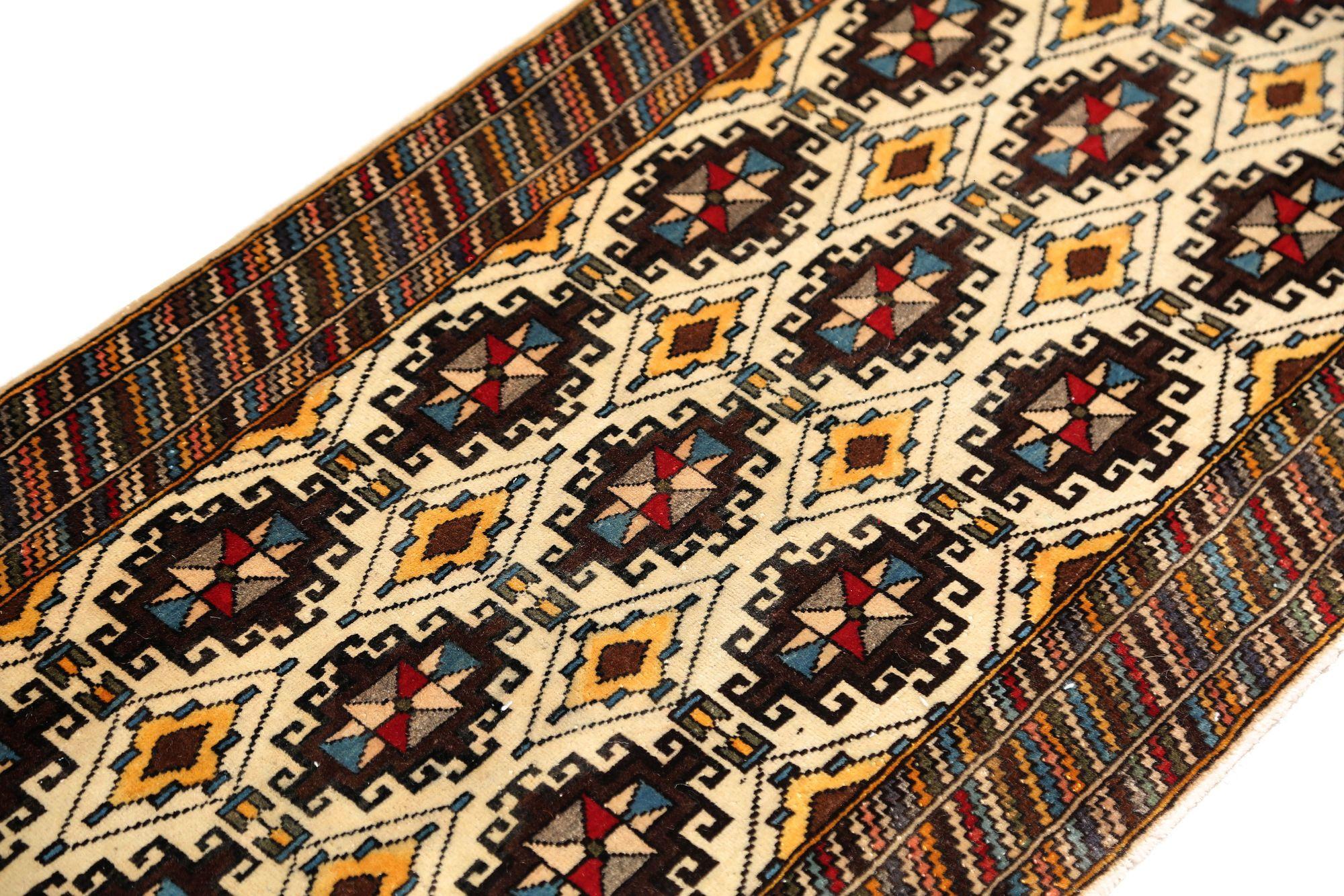 Persischer Semnan-Teppich aus Wolle – elfenbeinfarbenes Design – 96944 im Zustand „Hervorragend“ im Angebot in Dallas, TX
