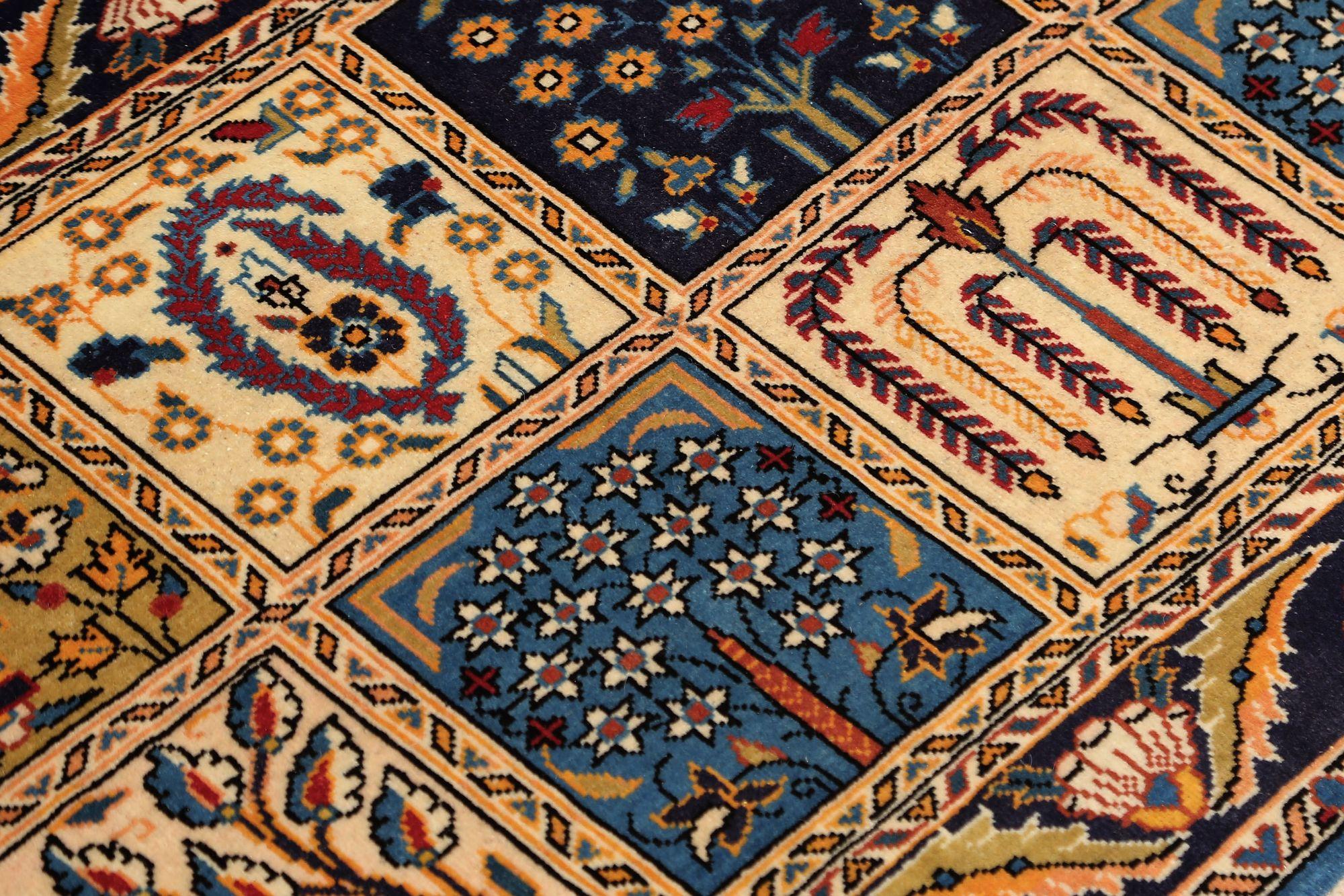 Persischer Semnan-Teppich aus Wolle – elfenbeinfarbenes, gelbes Design – 96950 im Zustand „Hervorragend“ im Angebot in Dallas, TX