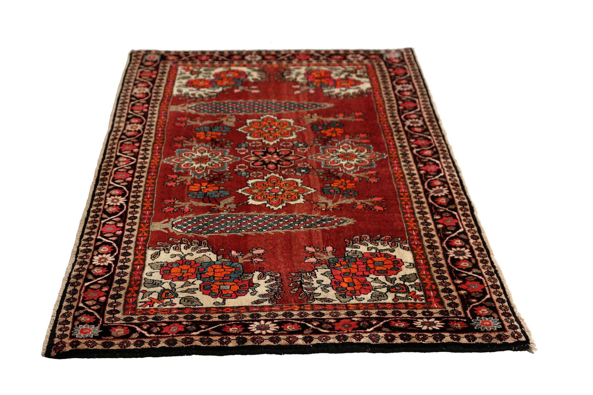 Persischer Semnan Kleiner Teppich - Wolle Orange Rot Design - 96923 (Irakisch) im Angebot