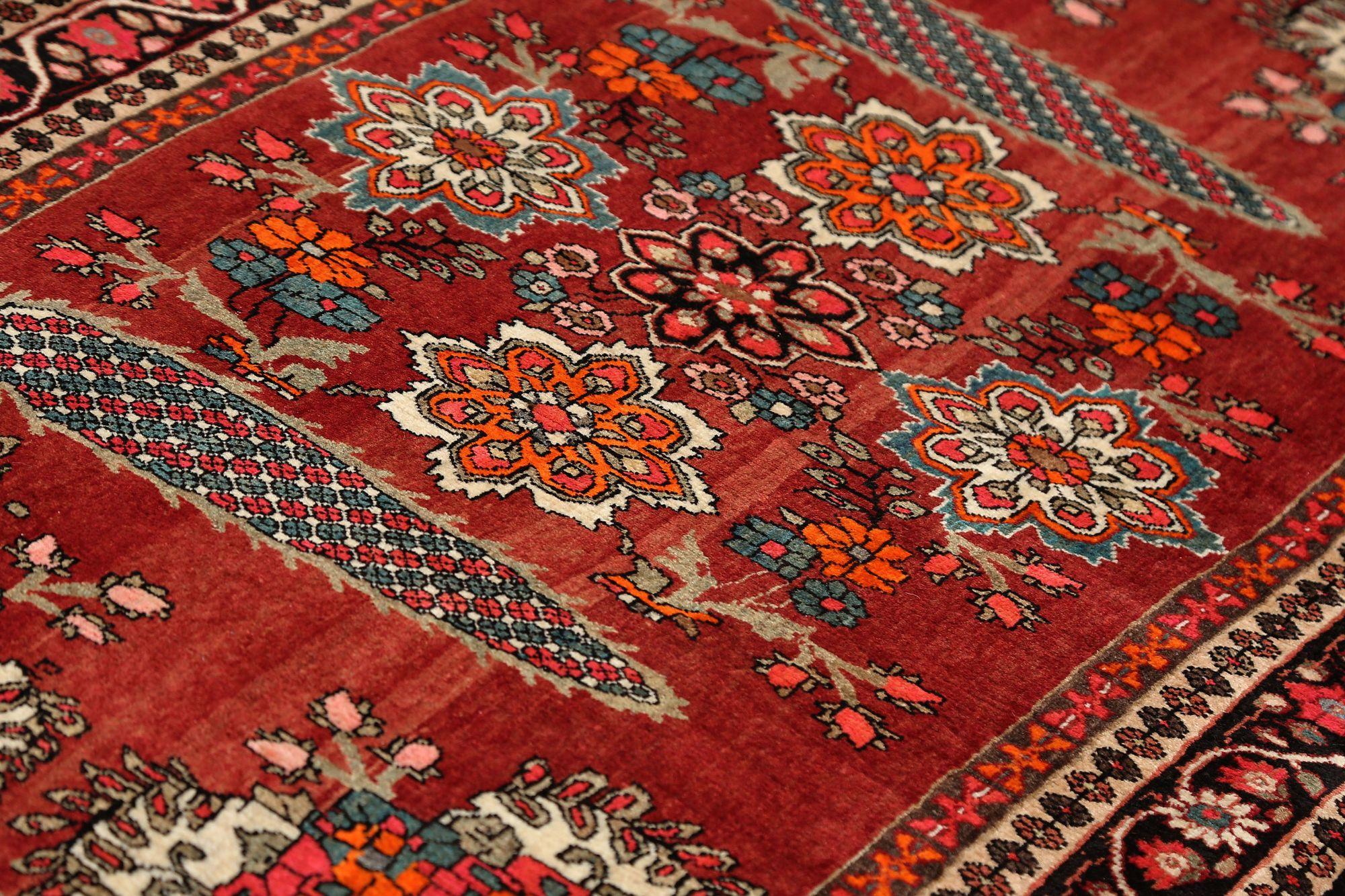 Persischer Semnan Kleiner Teppich - Wolle Orange Rot Design - 96923 im Zustand „Hervorragend“ im Angebot in Dallas, TX