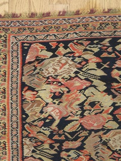 Persian Senneh Rug c.1900, Fine Wool Pile on Silk Foundation Multi-Color Allover