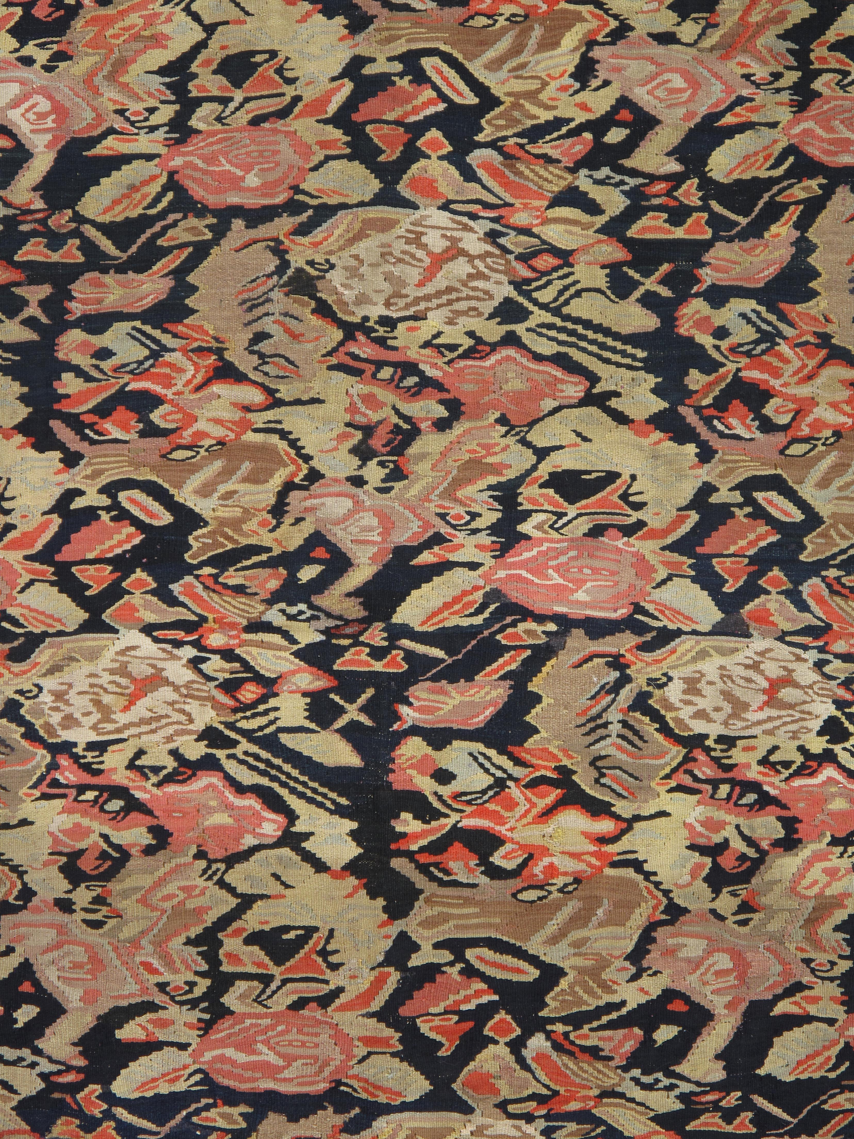 XIXe siècle Tapis persan Senneh c.1900, velours de laine fine sur fond de soie Multi-Color Allover en vente