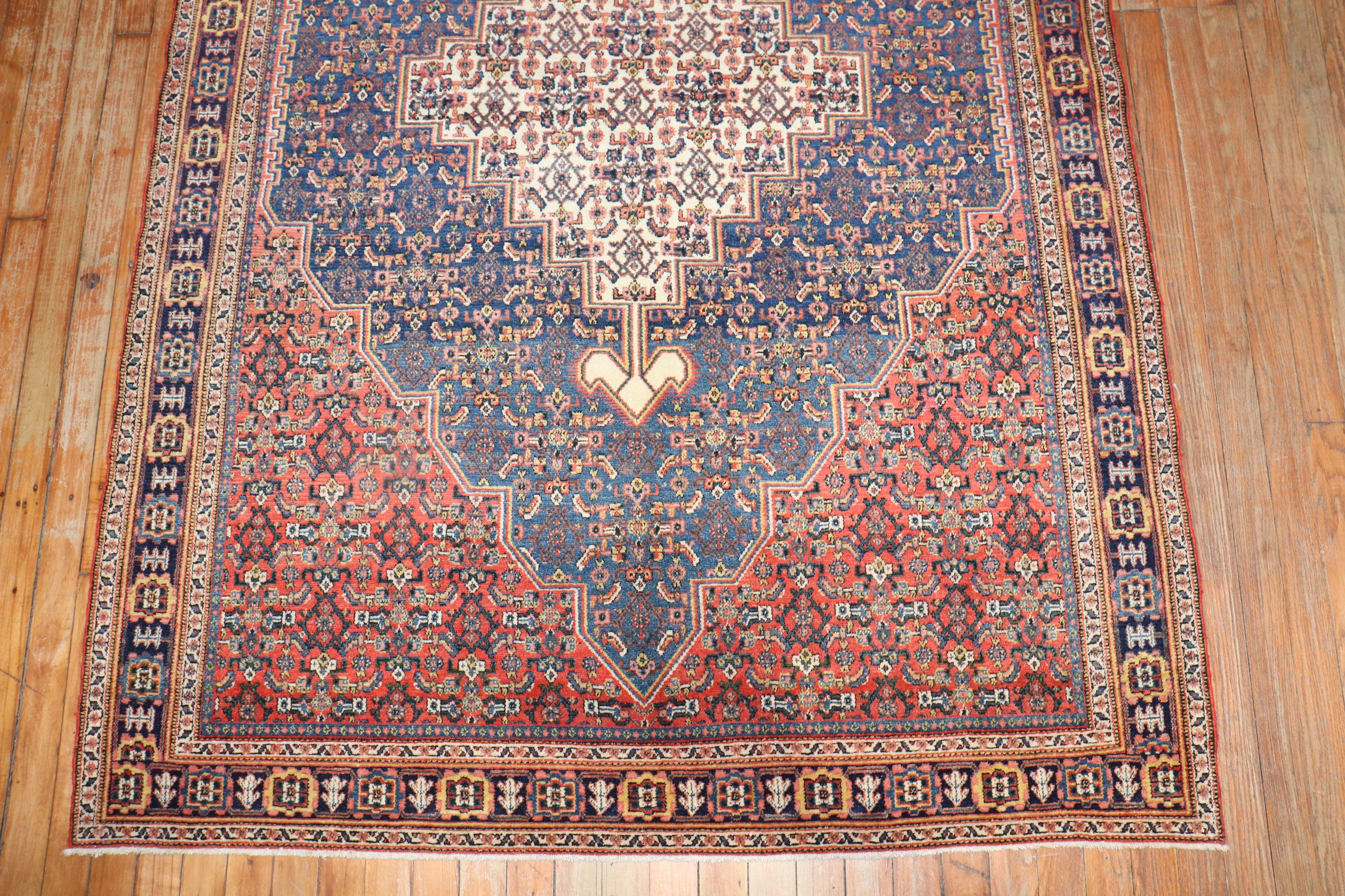 Hand-Knotted Persian Senneh Rug For Sale