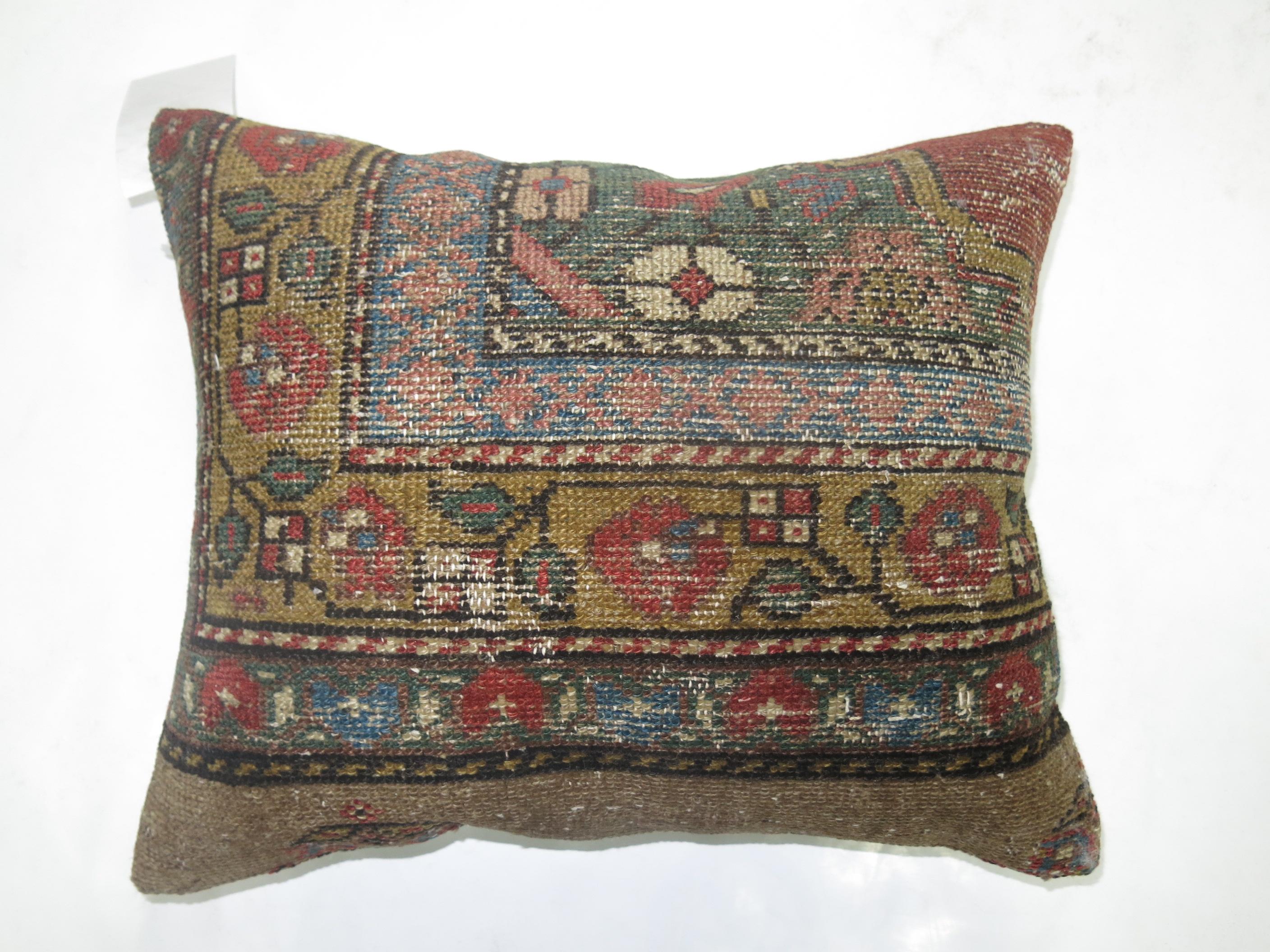 Bakshaish Persian Serab Border Rug Pillow For Sale