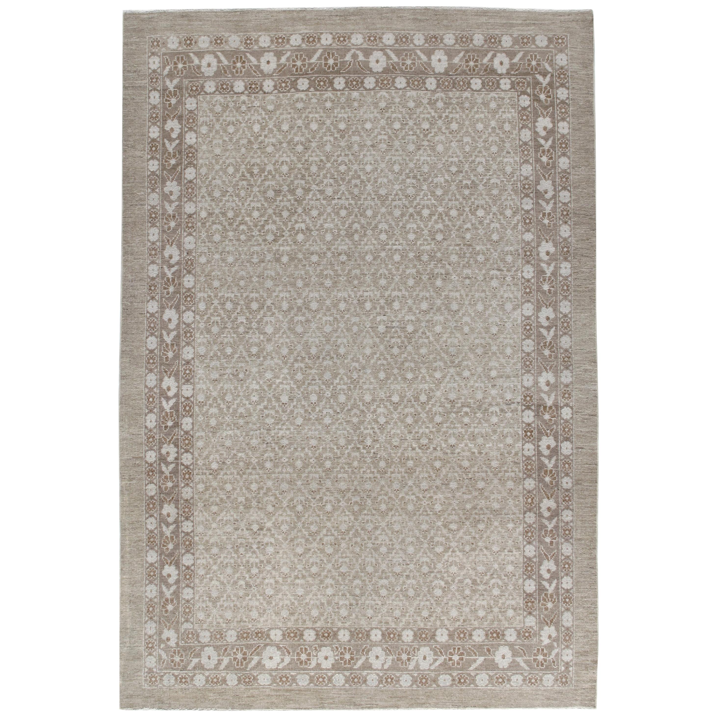 Persian Serab Decorative Handknotted Rug in Camel and Beige Color