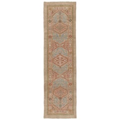 Tapis de course Persan Serab noué à la main dans les couleurs Camel:: Bleu pâle et Rouge