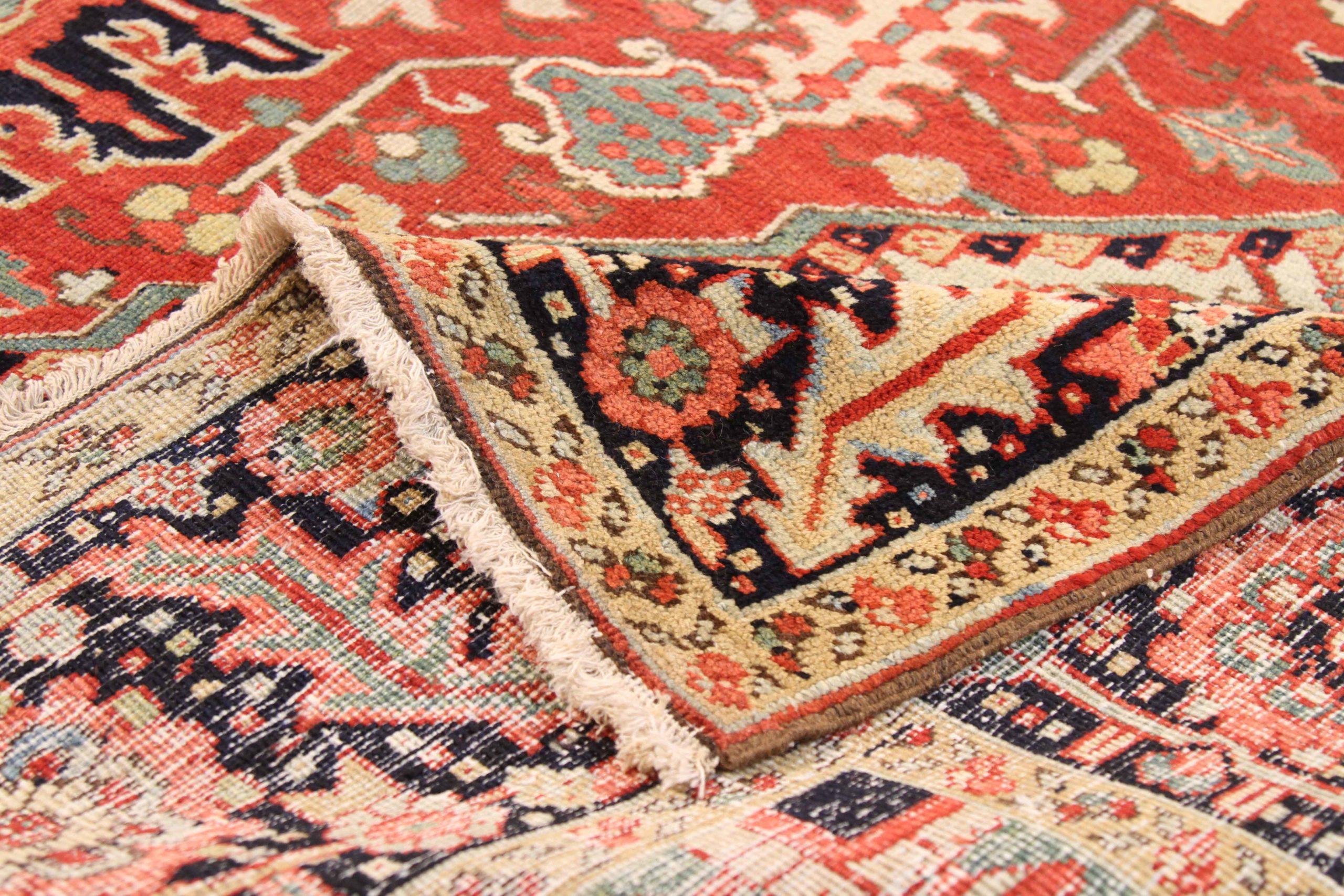 Persische Serapi-Teppiche Circa 1910 - Wolle Blau Elfenbein Rot 71978 im Zustand „Hervorragend“ im Angebot in Dallas, TX