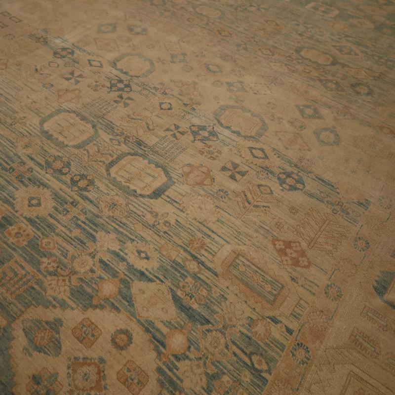 Heriz Serapi Tapis Persan Serapi Over Size - Laine Bleu Brown Ivory Design - 98416 en vente