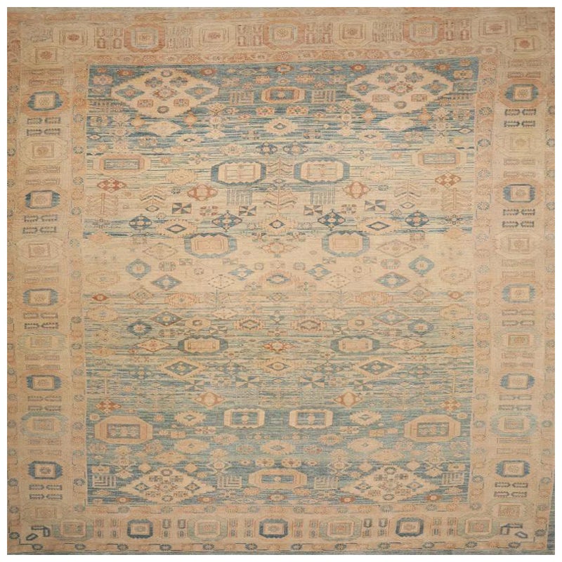Tapis Persan Serapi Over Size - Laine Bleu Brown Ivory Design - 98416 en vente