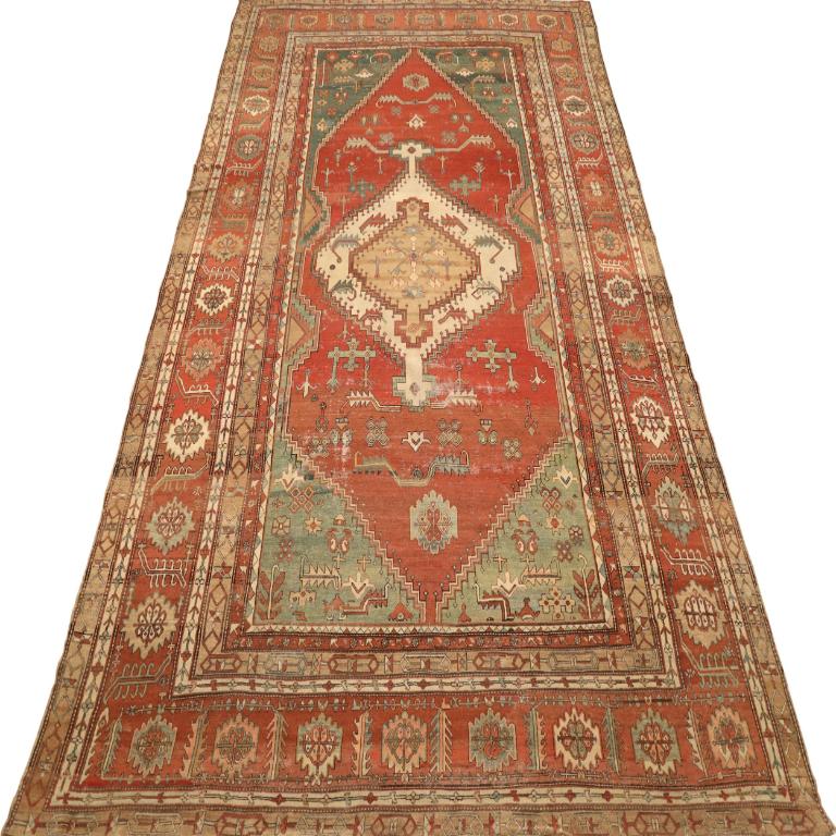 Iracheno Tappeto persiano Serapi - Lana Blu Verde Avorio Rosso - 93009 in vendita