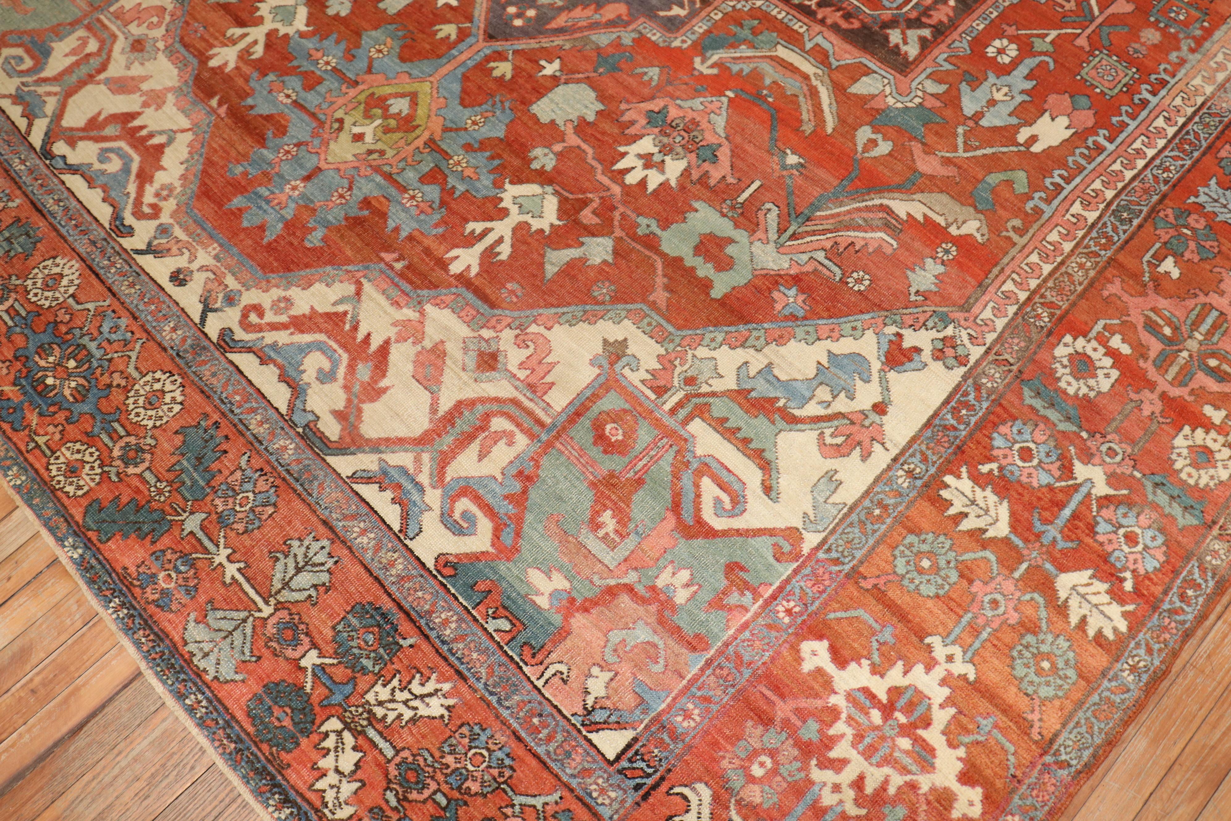 Hand-Knotted Persian Serapi Rug For Sale