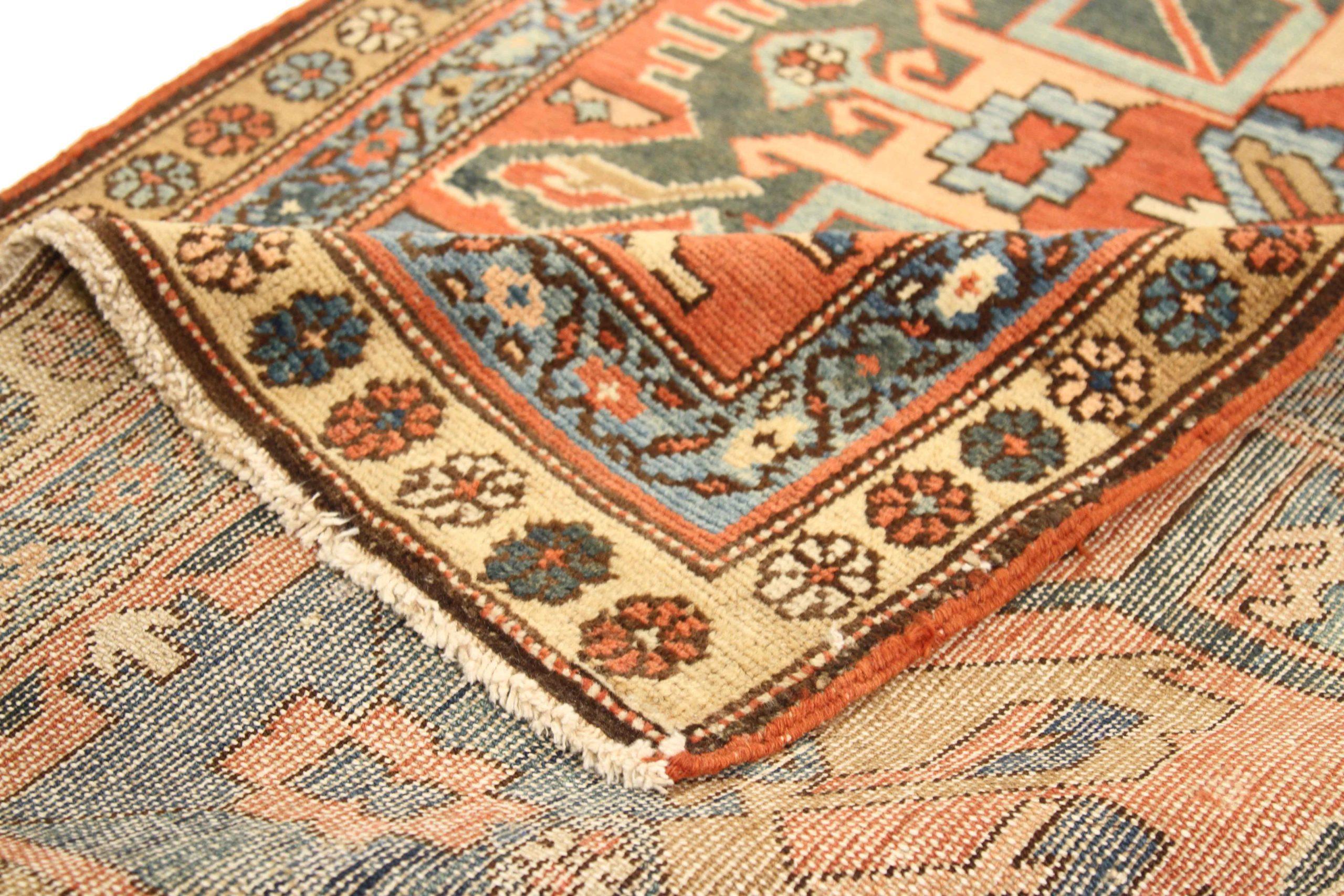 Asiatico Tappeto Persiano Serapi - Seta Blu Rosso 10345 in vendita