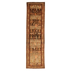Persian Shahsavan Runner Rug - Wool Brown Ivory Red Design - 75949