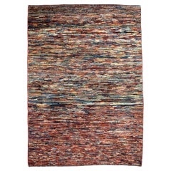 Hand-knotted Wool Persian Shekarloo Rug, Stripes, Multicolor, 3’ x 4’