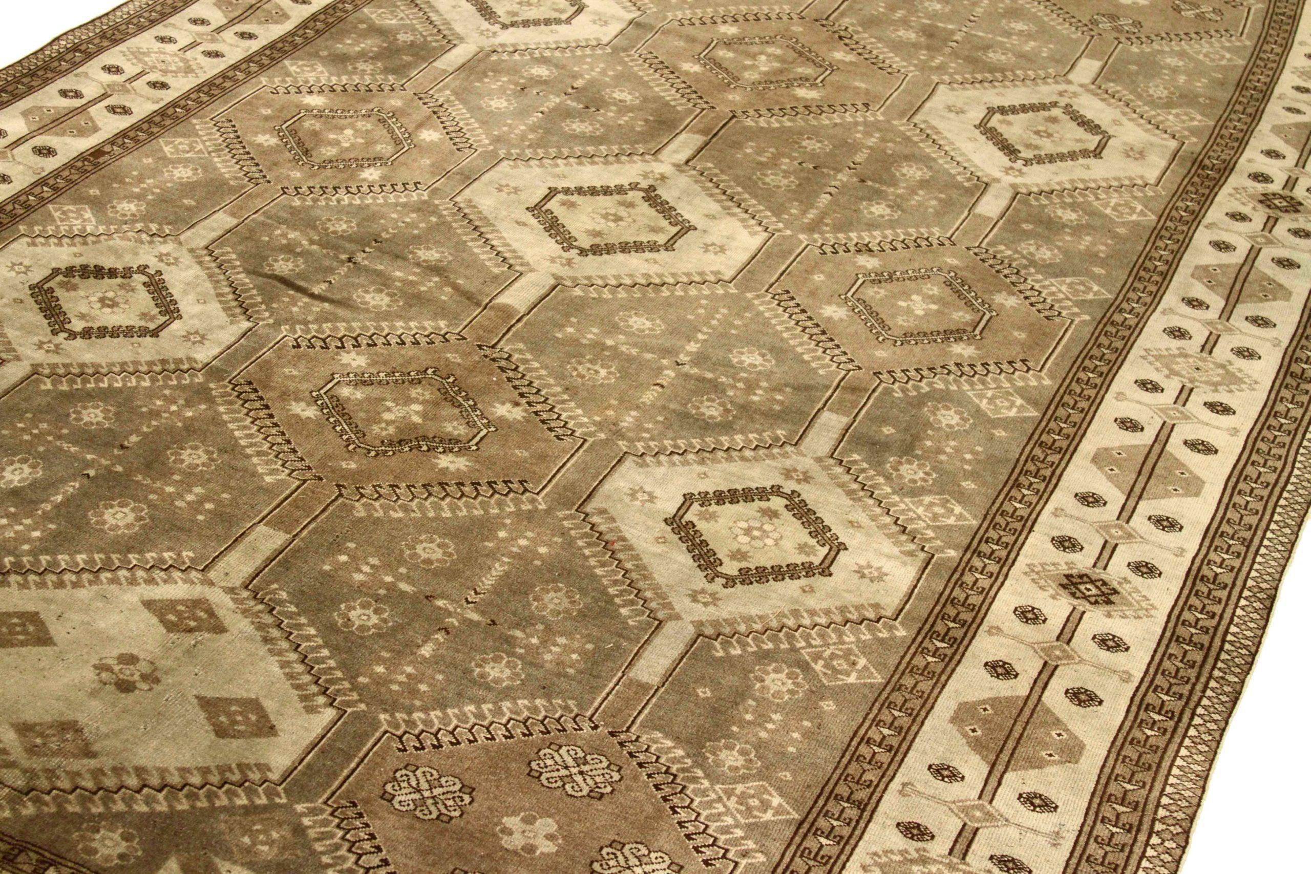 Asiatico Tappeti persiani Shiraz Circa 1910 - Lana Marrone Avorio Design - 75575 in vendita