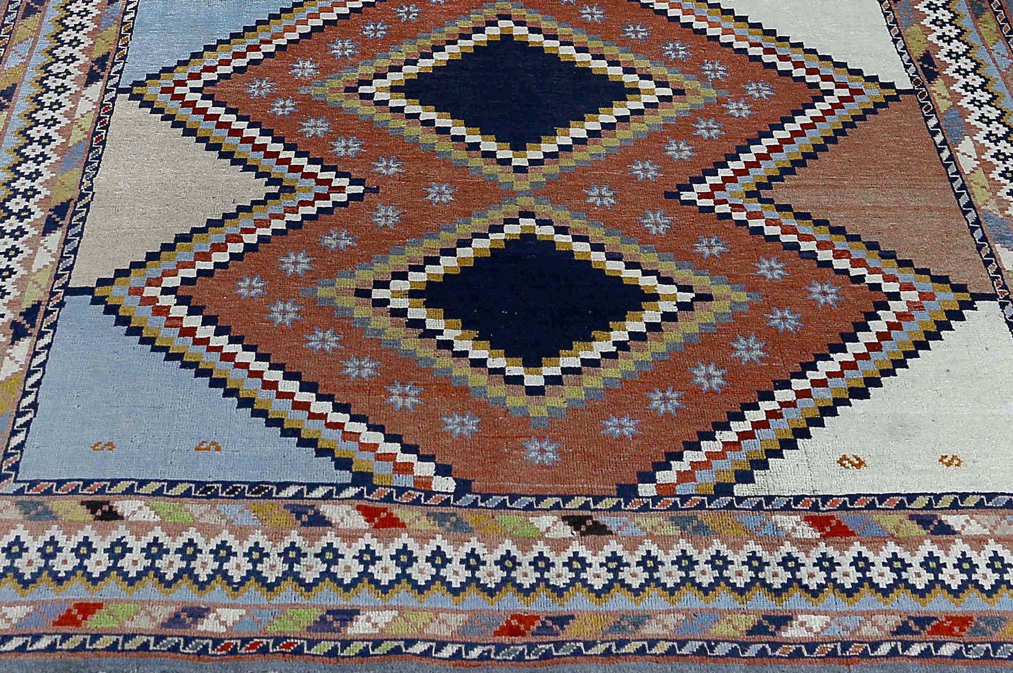 Tribal Tapis persan Shiraz - Laine Noir Bleu Rouge Terracotta - 97928 en vente