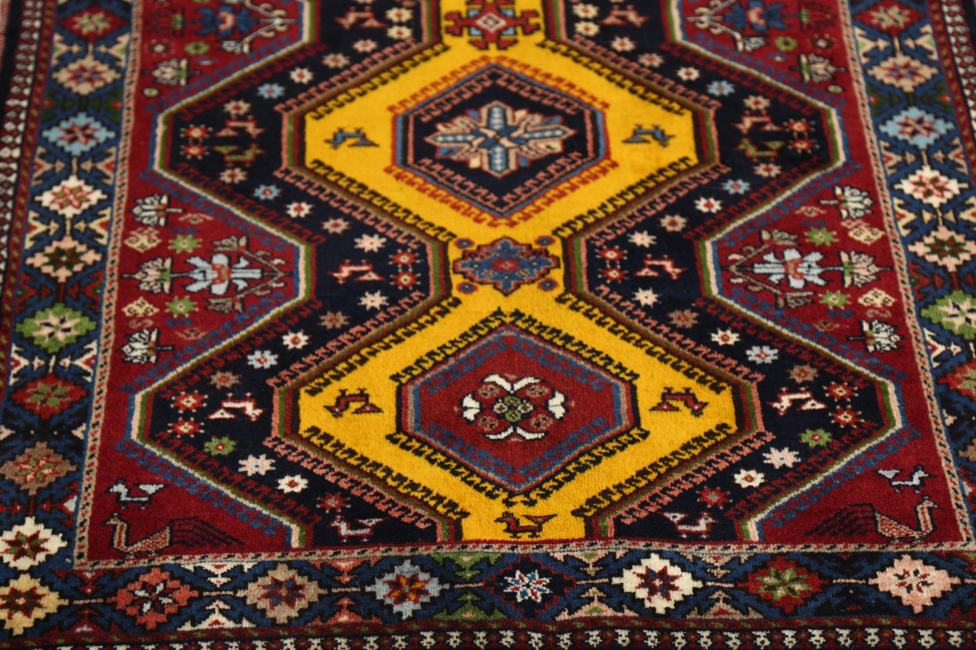 Persische Shiraz Bereich Teppiche - Wolle Schwarz Rot Gelb Design - 96975 im Zustand „Hervorragend“ im Angebot in Dallas, TX