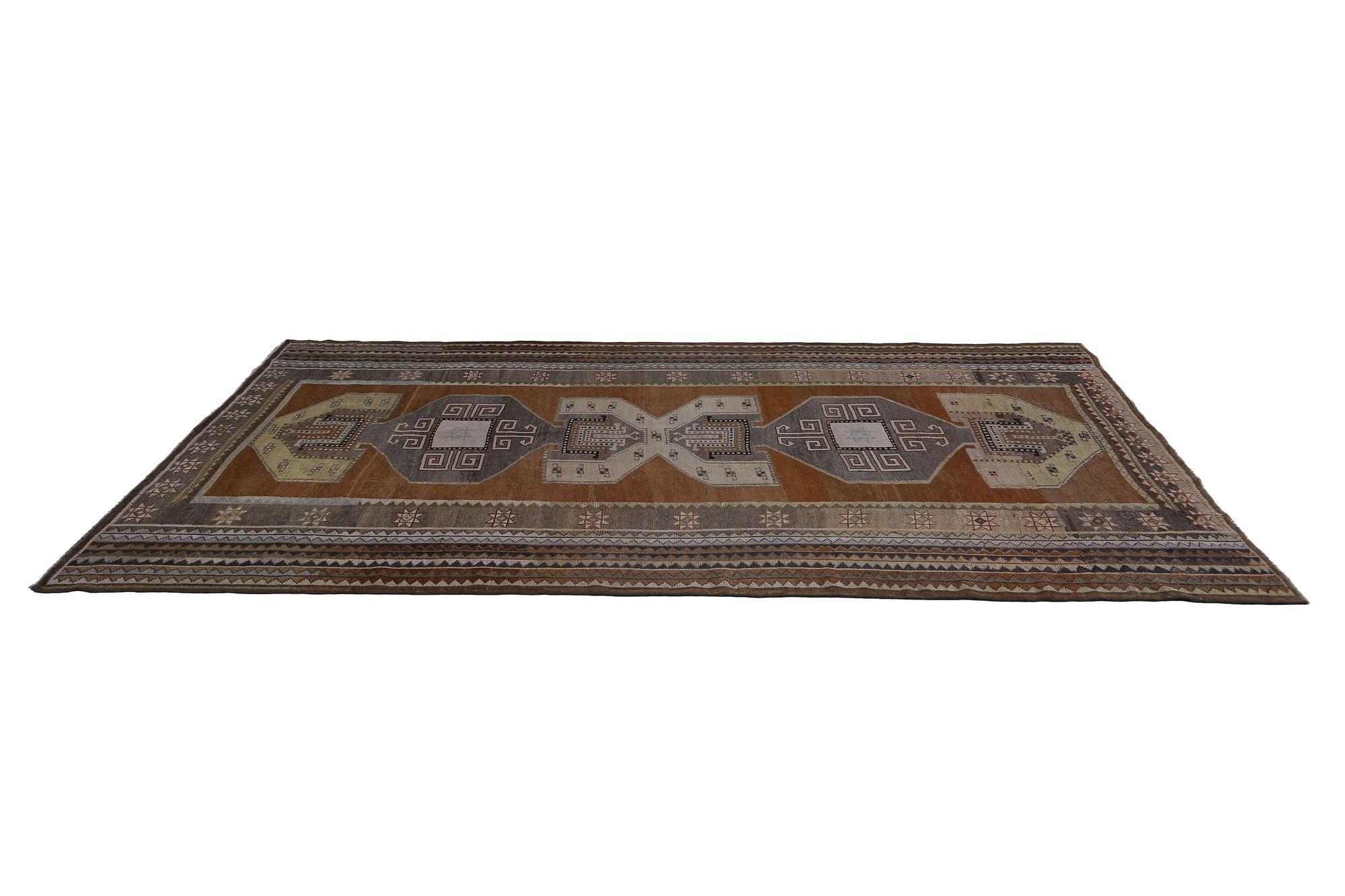 Persische Shiraz Bereich Teppiche - Wolle Braun Grau Elfenbein Taupe Design - 97931 (20. Jahrhundert) im Angebot