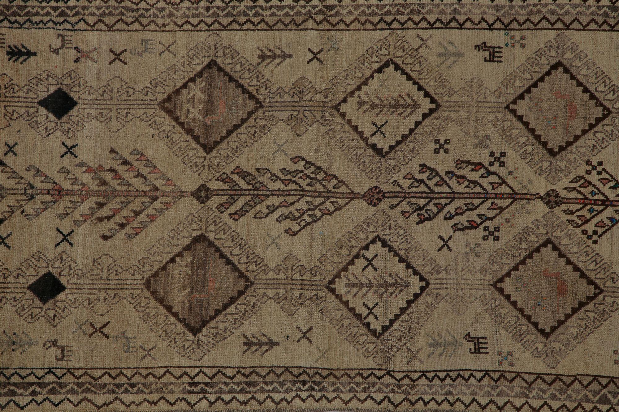Tappeti persiani Shiraz - Lana Marrone Taupe Design - 97783 In condizioni ottime in vendita a Dallas, TX