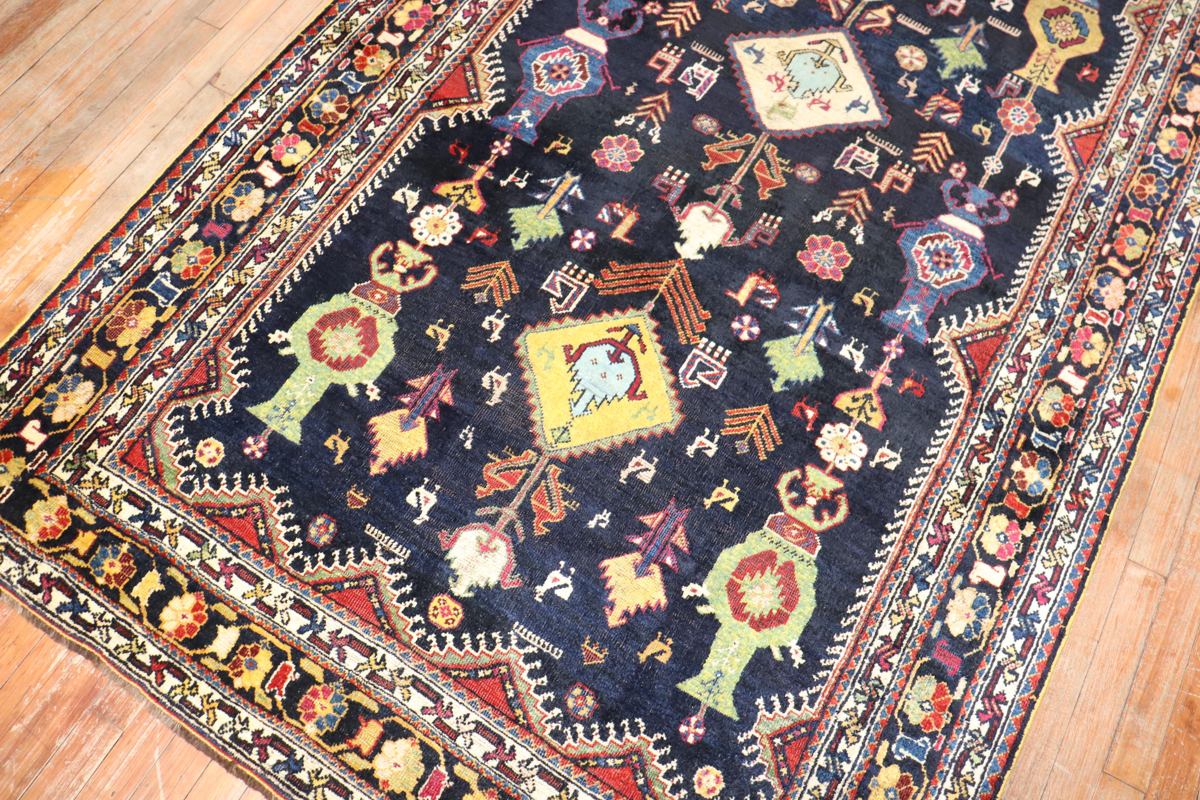 Hand-Woven  Persian Shiraz Gallery Size Rug For Sale