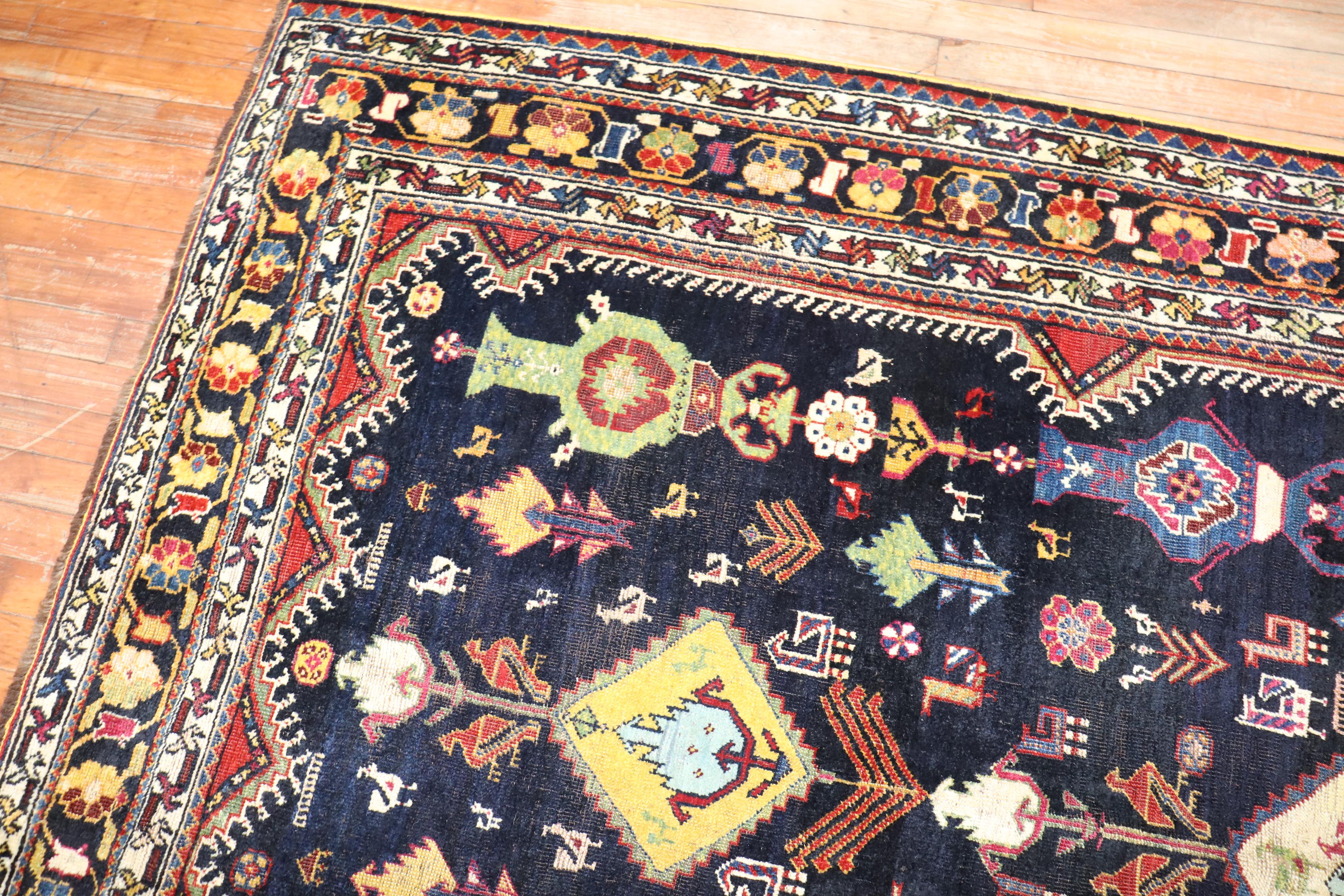19th Century  Persian Shiraz Gallery Size Rug For Sale
