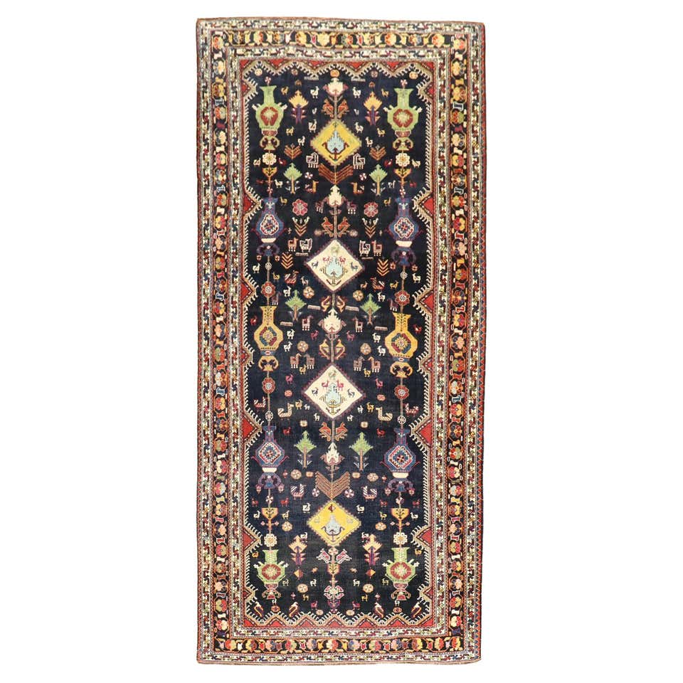 Unique Eclectic Persian Gallery Size Corridor Hallway Blue Field ...