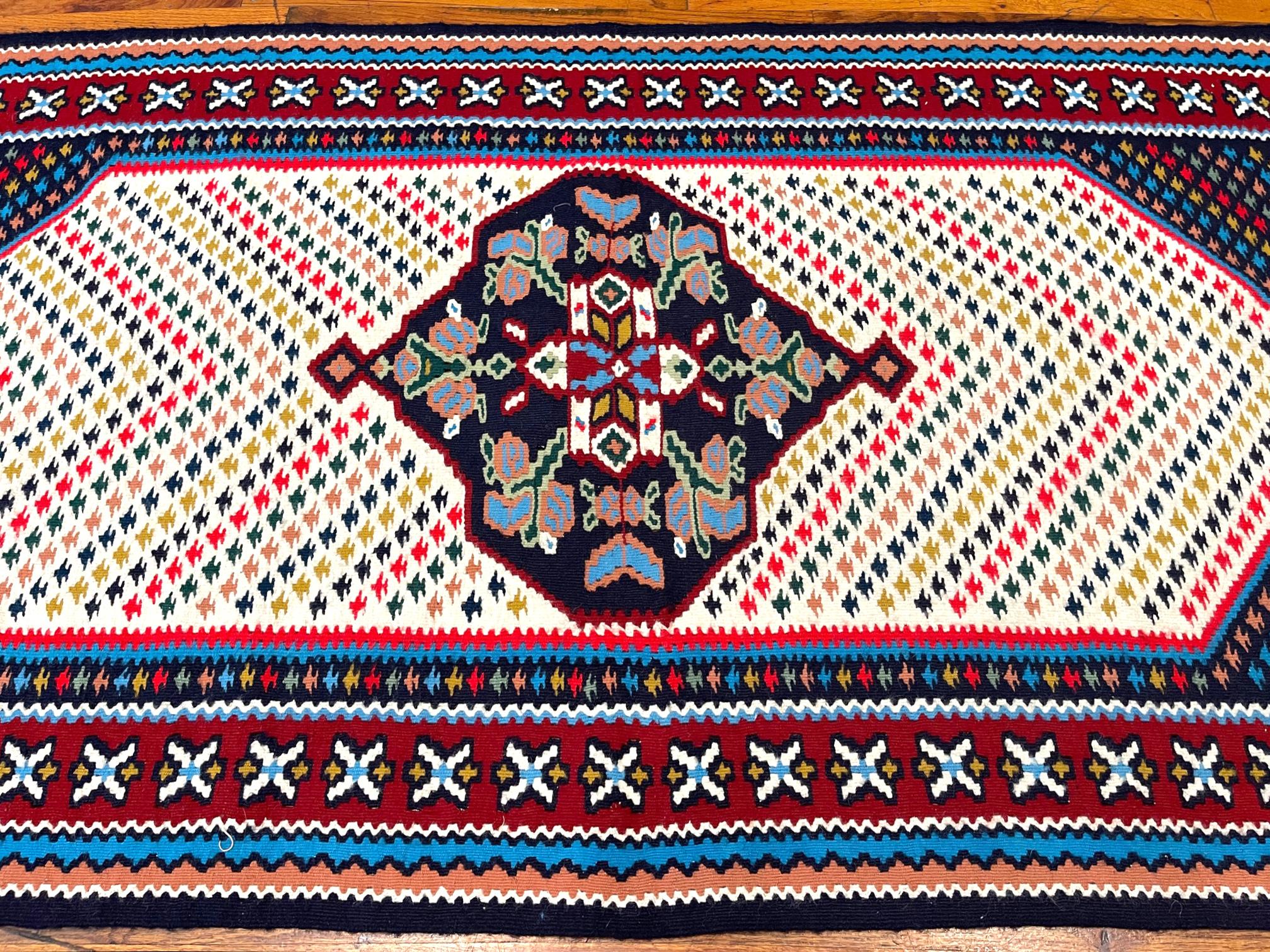 Late 20th Century Persian Shiraz Multi Color Tribal  Kilim  For Sale