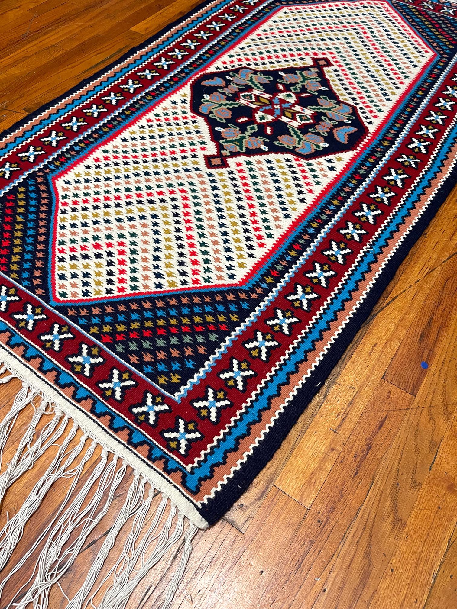 Wool Persian Shiraz Multi Color Tribal  Kilim  For Sale