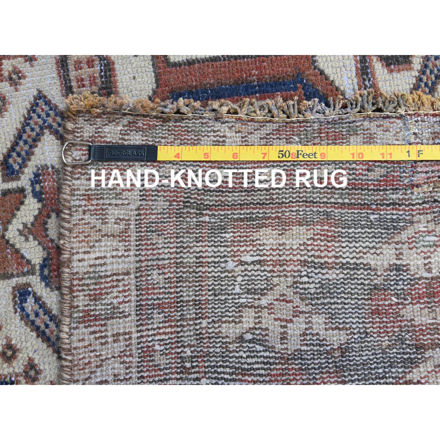 Persian Shiraz Natural Wool Old Distressed Handmade Gallery Size Runner Rug 1