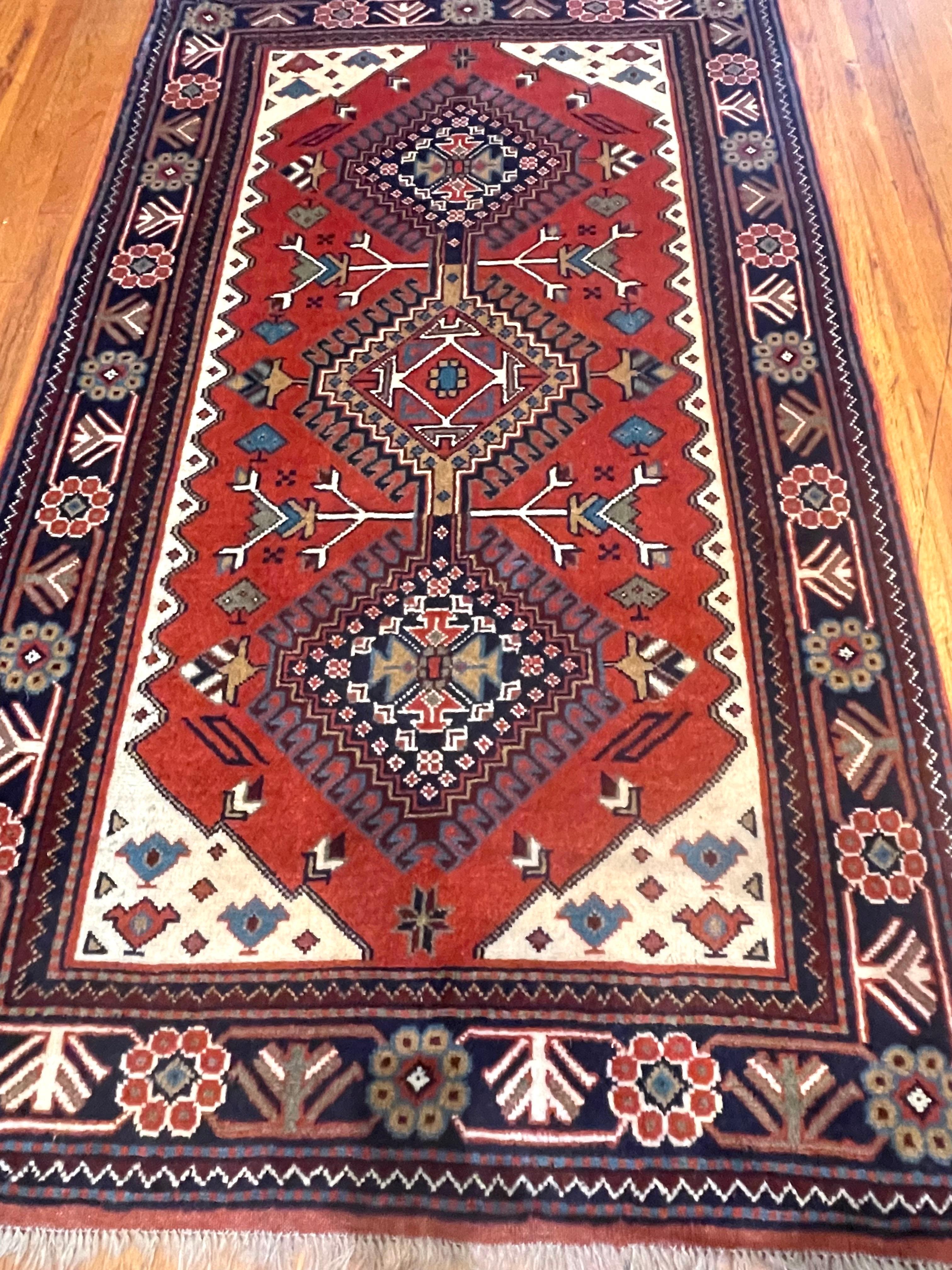 Hand-Knotted Persian Shiraz Rug For Sale