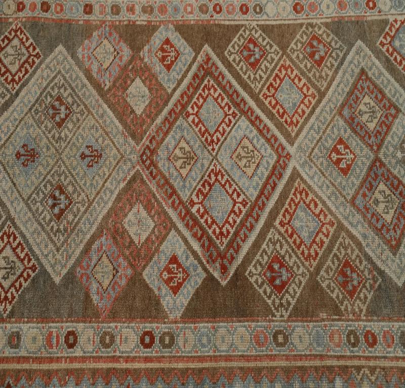 Persische Shiraz Läufer Teppich Circa 1910 - Wolle Blau Braun Rot Design - 99550 (Rustikal) im Angebot