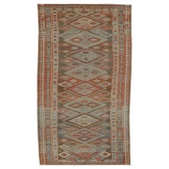 Persische Shiraz Läufer Teppich Circa 1910 - Wolle Blau Braun Rot Design - 99550