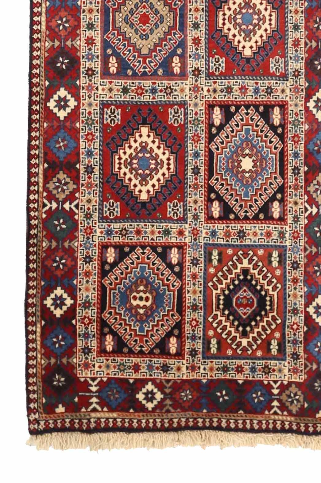 Persischer Shiraz-Läufer Circa 1910 - Wolle Blau Elfenbein Rot 73077 (Asiatisch) im Angebot