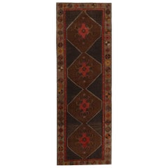 Tappeto Persiano Shiraz Runner - Lana Marrone Rosso Design - 97452