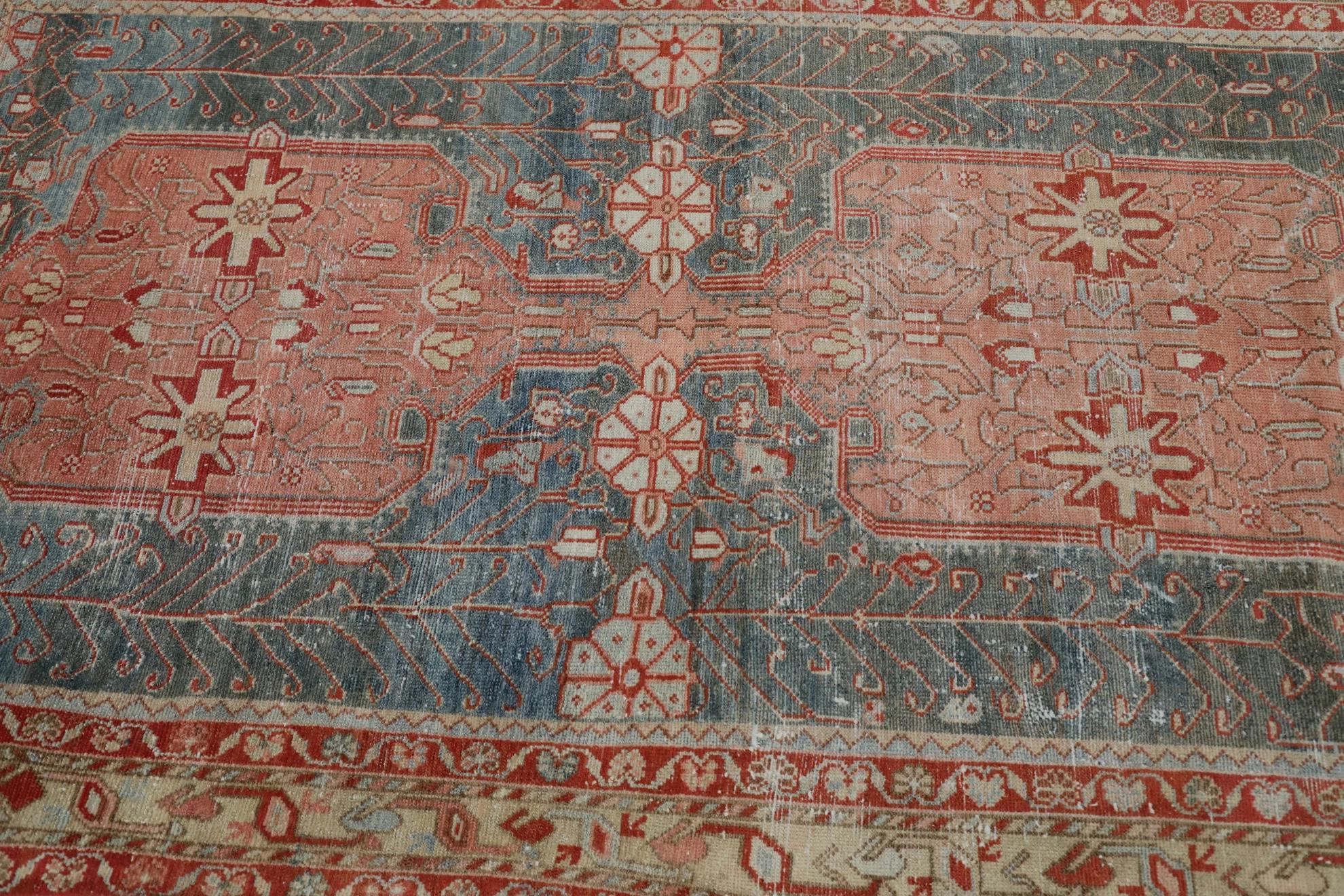 Persischer Shiraz-Teppich Circa 1880 - Wolle Blau Rosa Rot Design - 99566 im Zustand „Hervorragend“ im Angebot in Dallas, TX