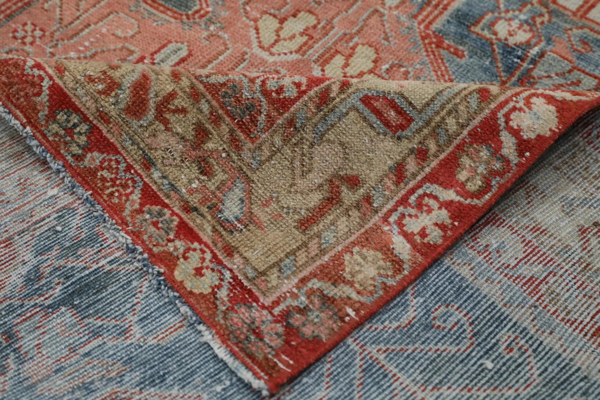 Persischer Shiraz-Teppich Circa 1880 - Wolle Blau Rosa Rot Design - 99566 im Angebot 1