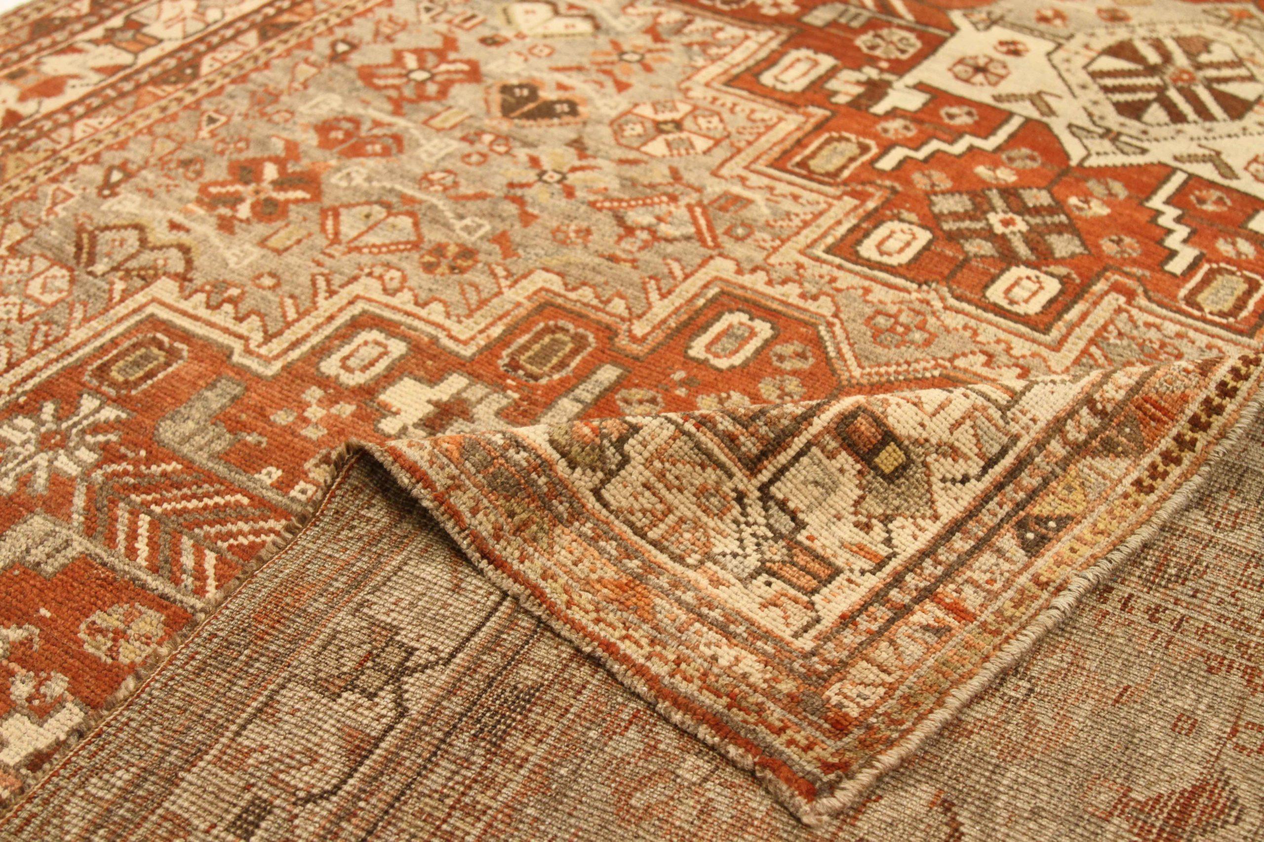 Asiatico Tappeto persiano Shiraz Small - Lana Avorio Rosso Design - 75472 in vendita