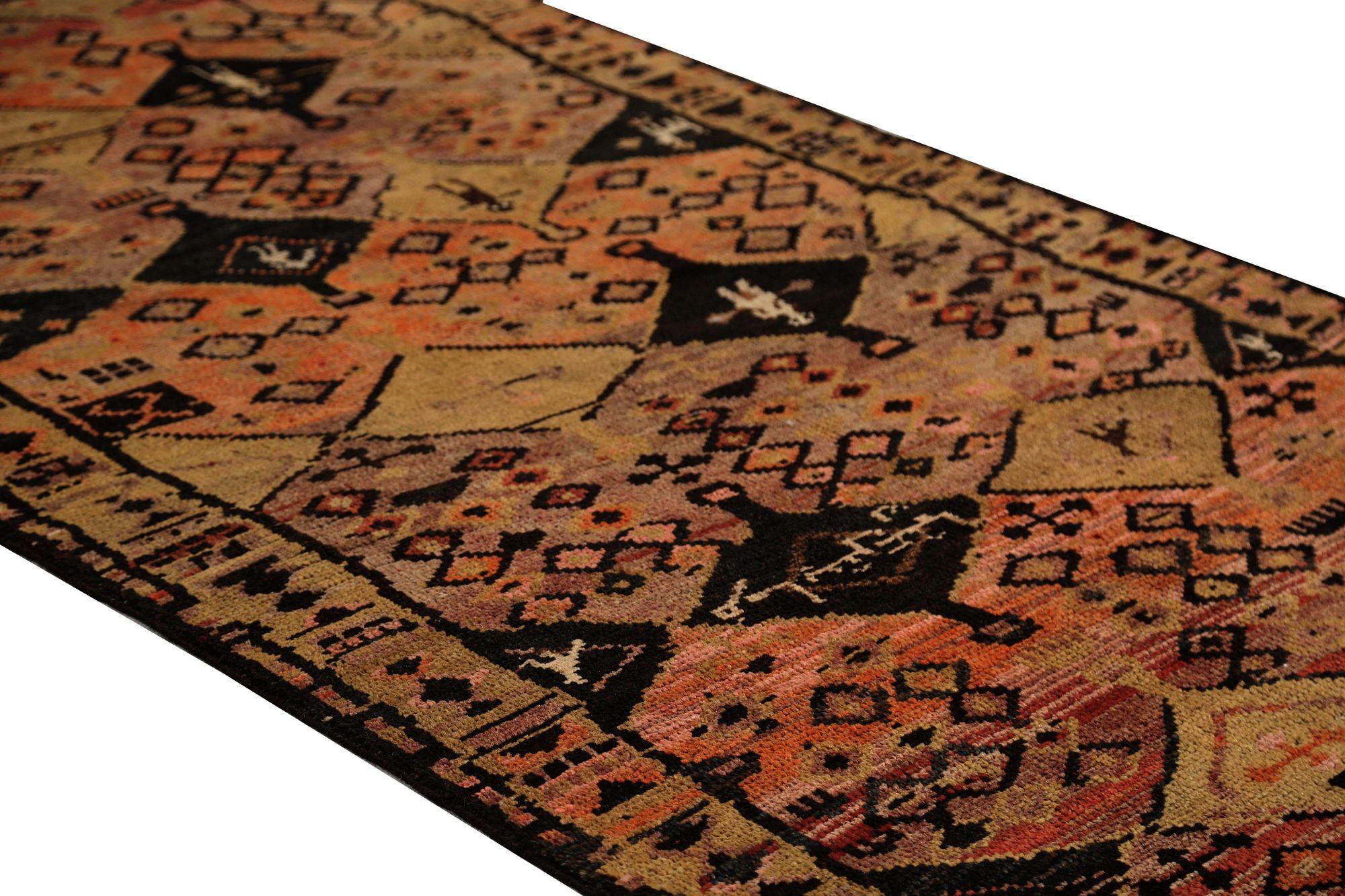 Alfombra Persa Shiraz Pequeña - Lana Negro Naranja Purpel Amarillo - 97418 en Excelente estado para la venta en Dallas, TX