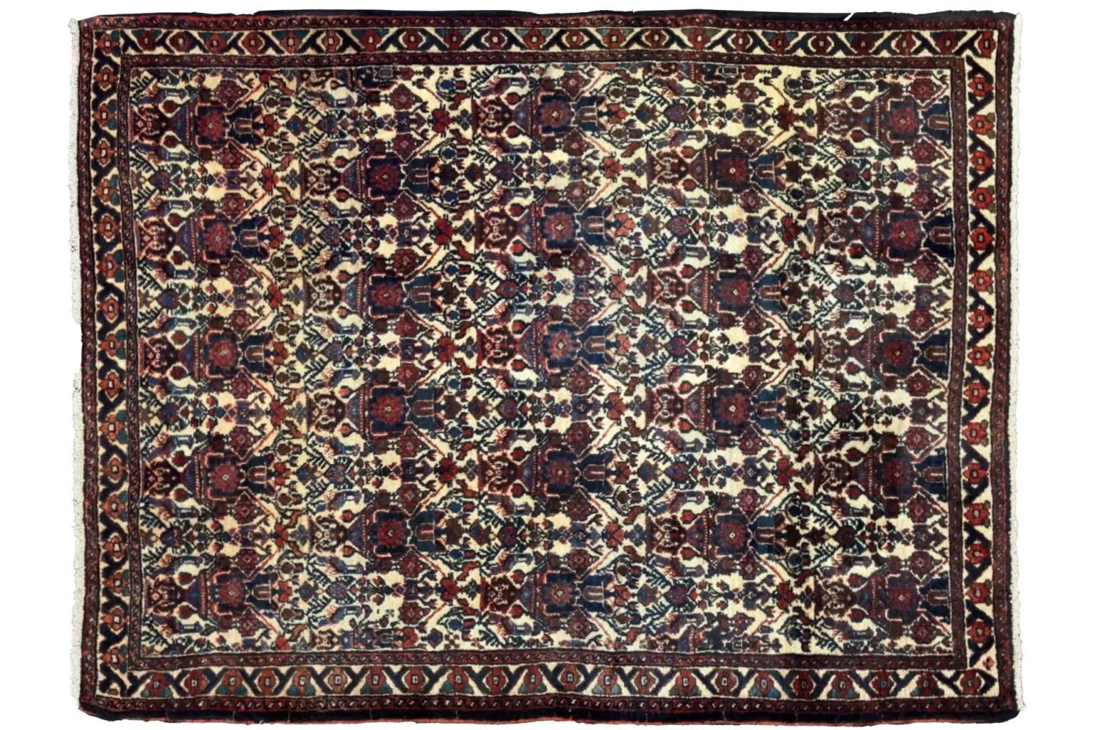 Alfombra Persa Shiraz Pequeña - Lana Azul Marfil Rojo 71562 Tribal en venta