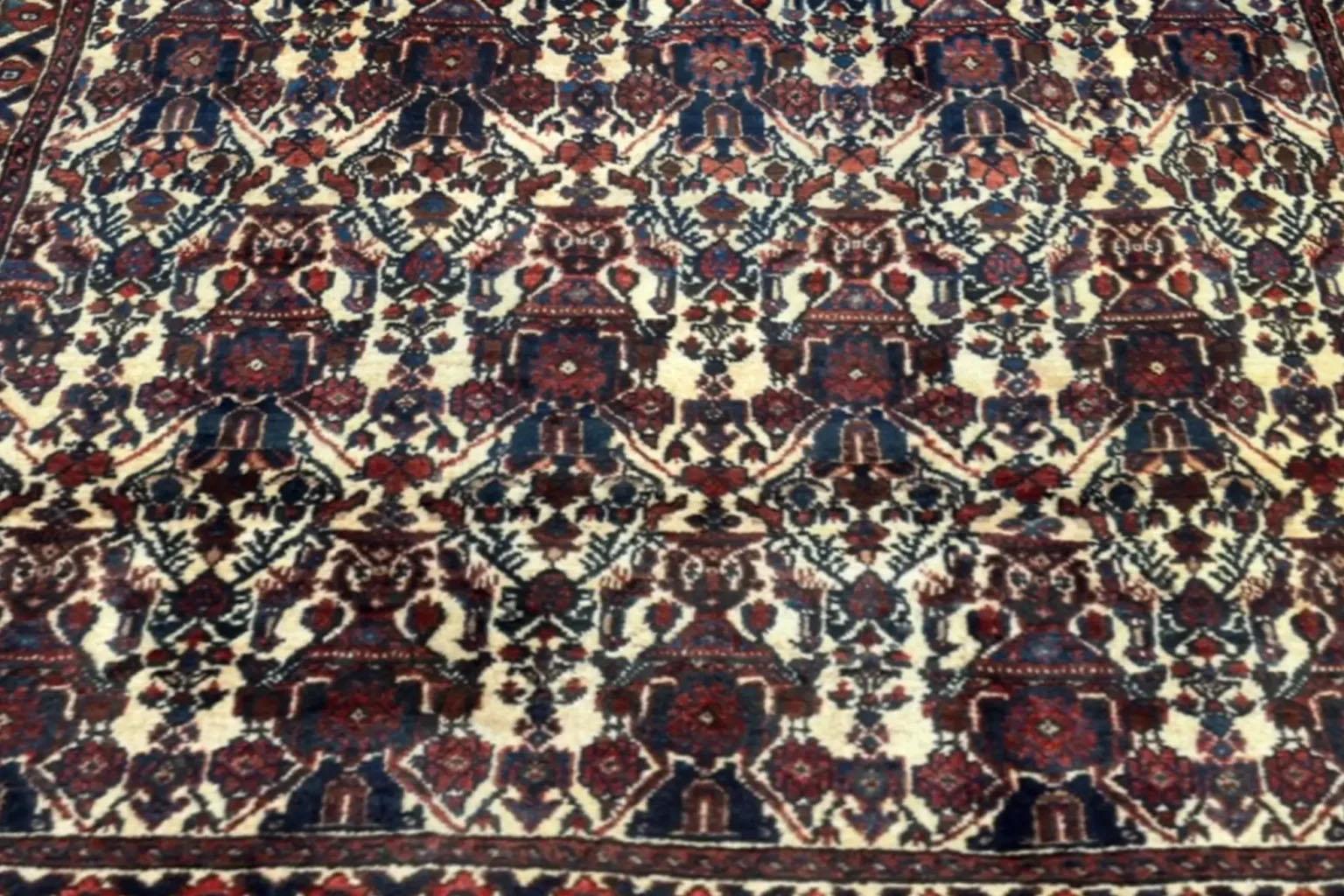 Alfombra Persa Shiraz Pequeña - Lana Azul Marfil Rojo 71562 en Excelente estado para la venta en Dallas, TX