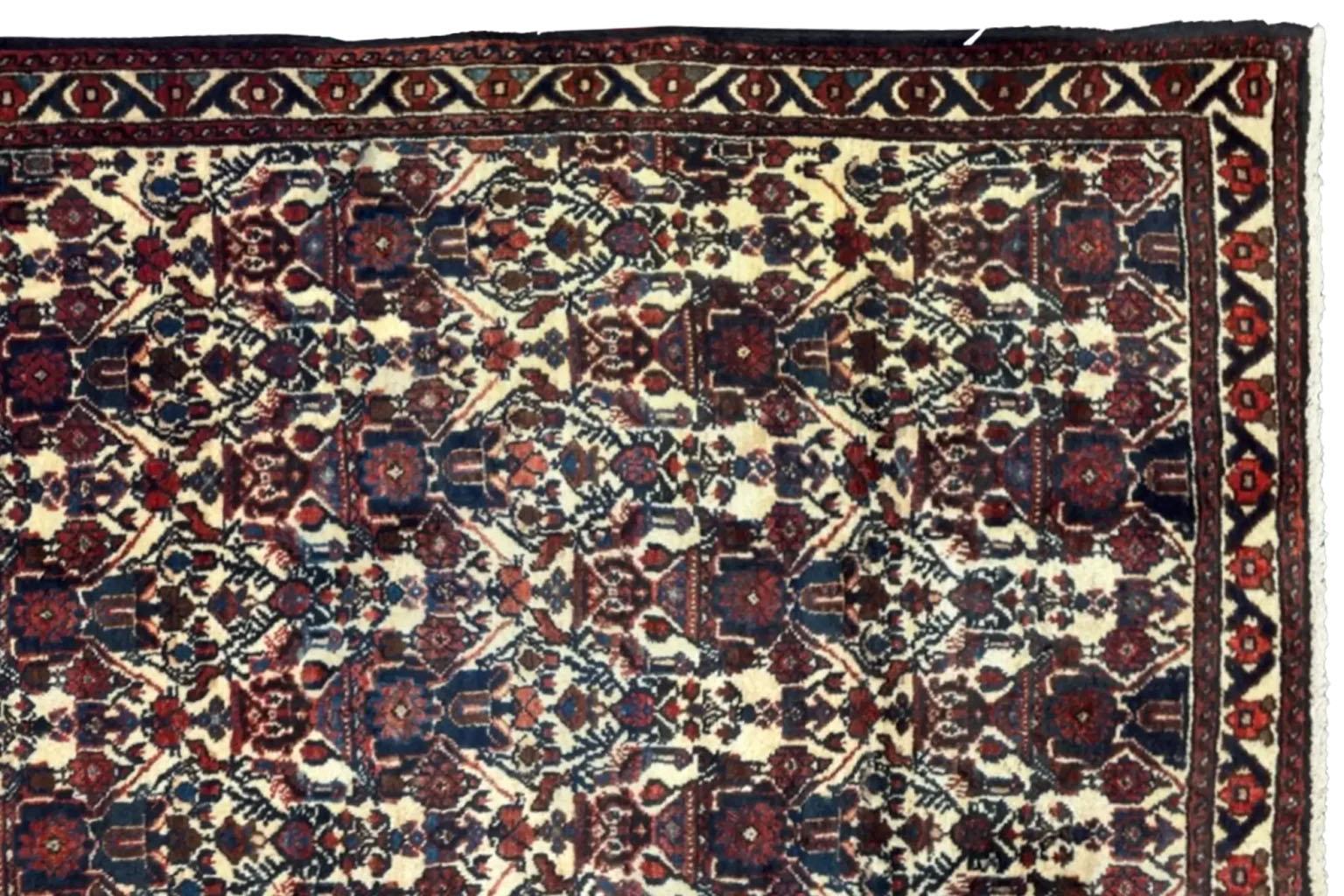 Alfombra Persa Shiraz Pequeña - Lana Azul Marfil Rojo 71562 siglo XX en venta