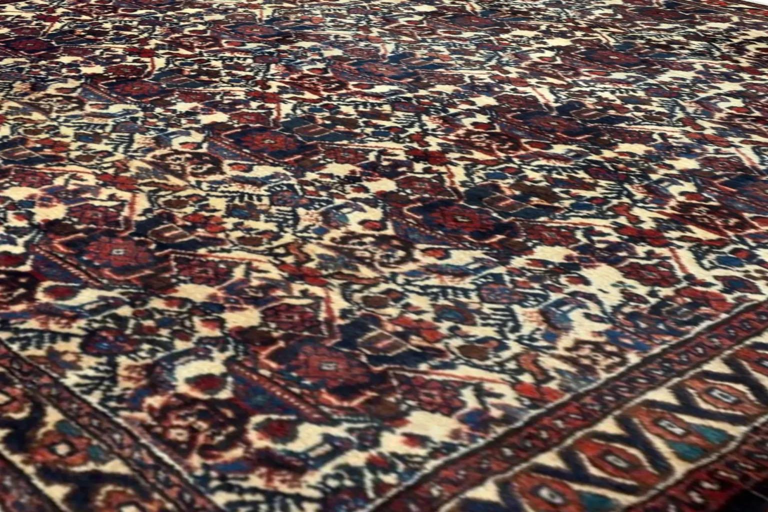 Alfombra Persa Shiraz Pequeña - Lana Azul Marfil Rojo 71562 en venta 2