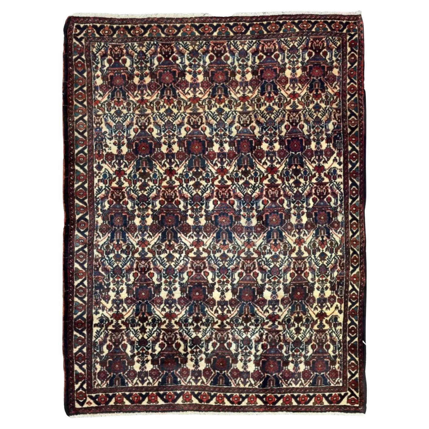 Alfombra Persa Shiraz Pequeña - Lana Azul Marfil Rojo 71562 en venta