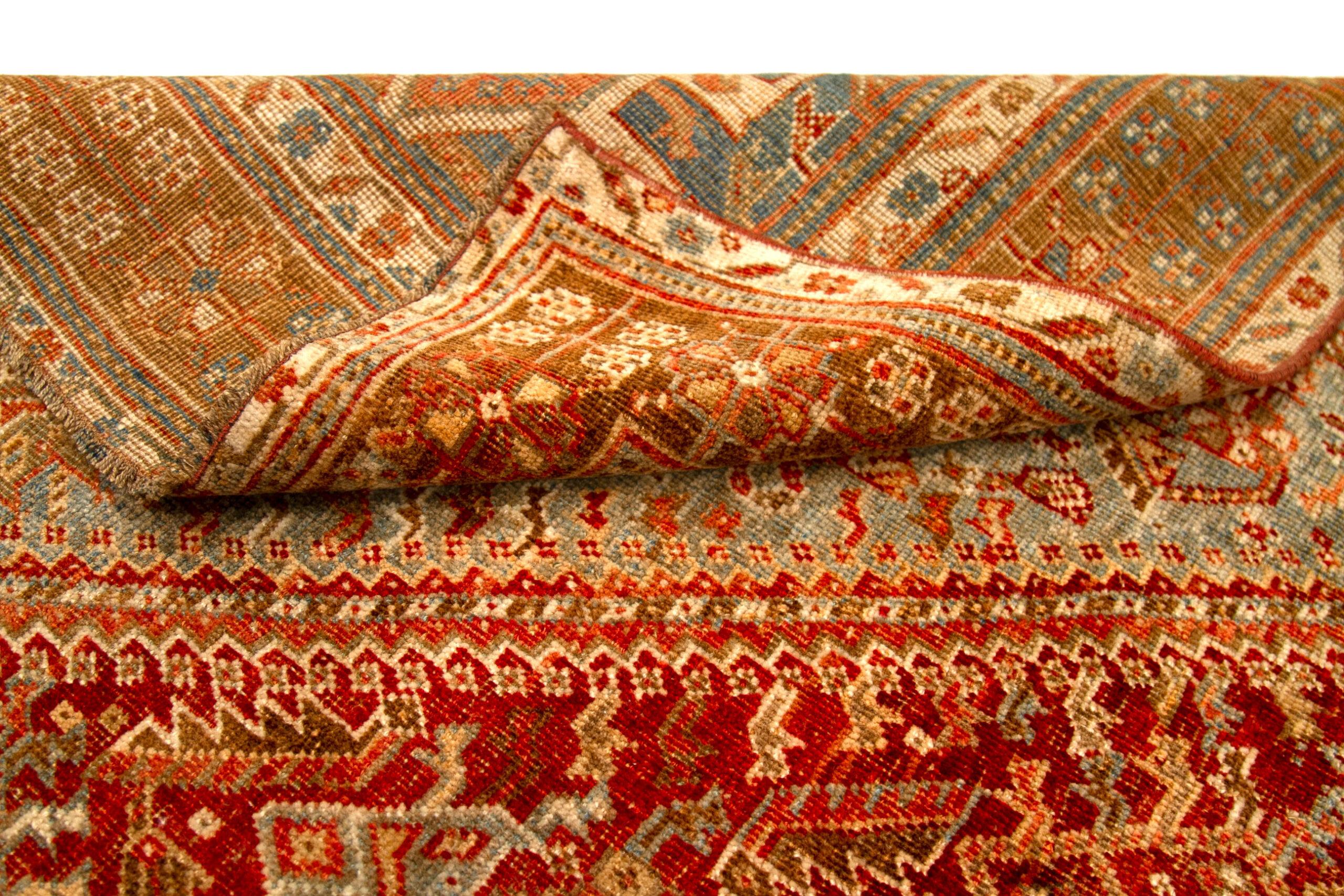 Persischer Shiraz Kleiner Teppich - Wolle Blau Elfenbein Rot Design - 92708 (20. Jahrhundert) im Angebot