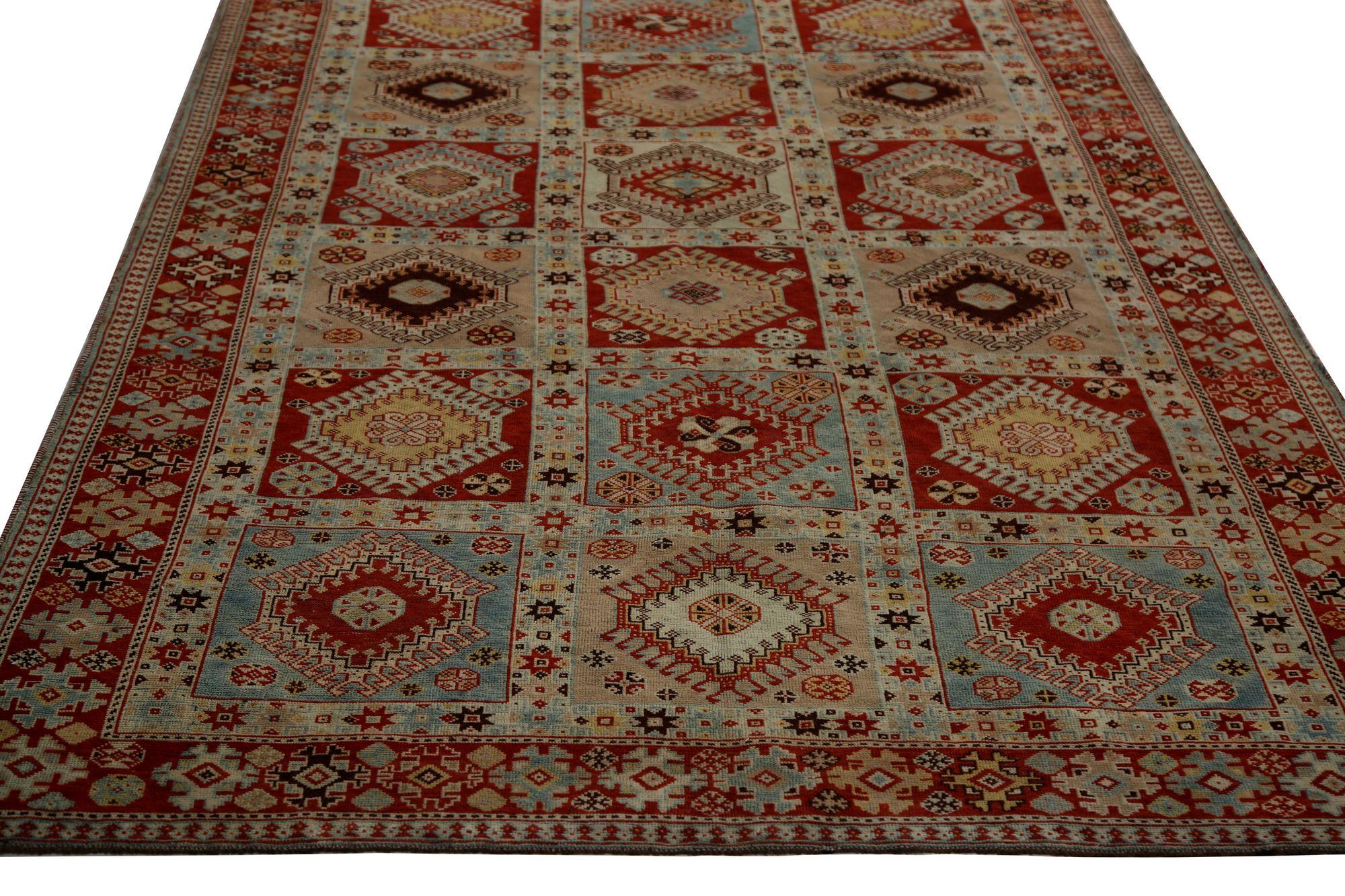 Persischer Shiraz Kleiner Teppich - Wolle Blau Elfenbein Rot Design - 96753 (Irakisch) im Angebot