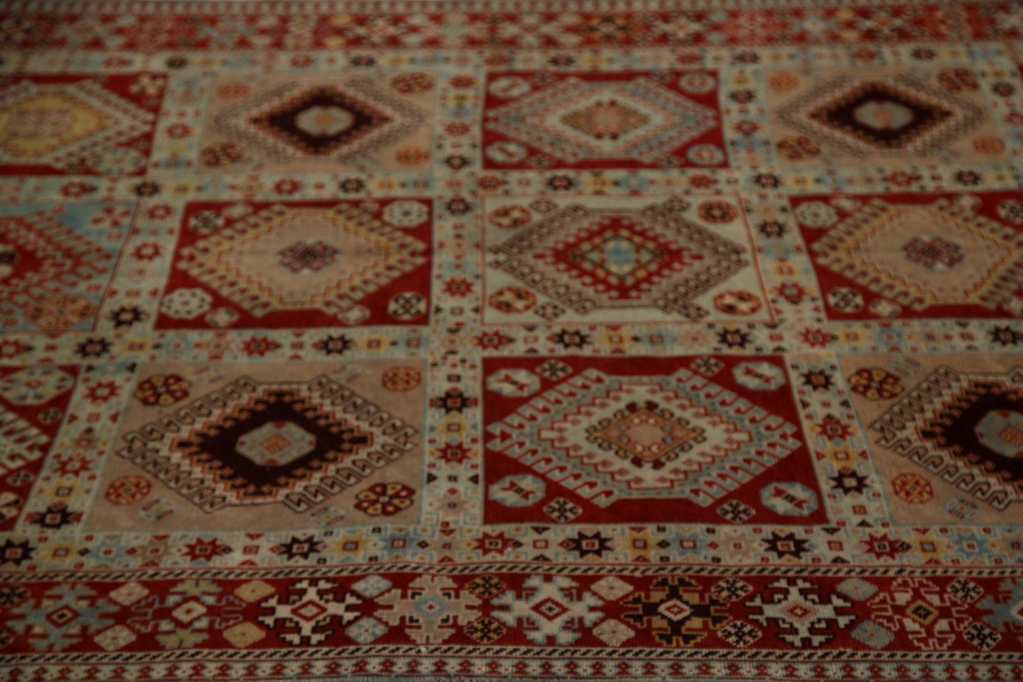 Persischer Shiraz Kleiner Teppich - Wolle Blau Elfenbein Rot Design - 96753 im Zustand „Hervorragend“ im Angebot in Dallas, TX